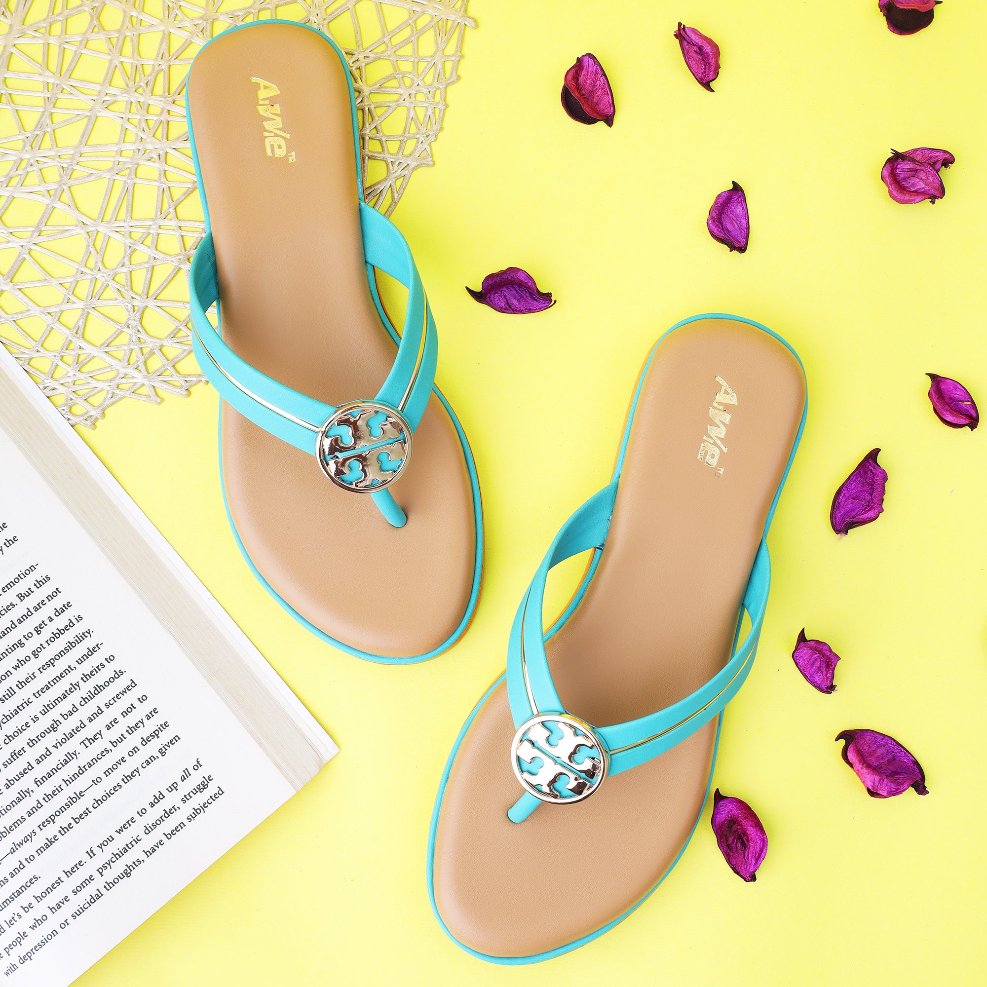 Aiwie-Womens-Stylish-Flat-Slip-On-Flip-Flop-Sandals-with-Comfortable-Sole-and-Metal-Design A160864