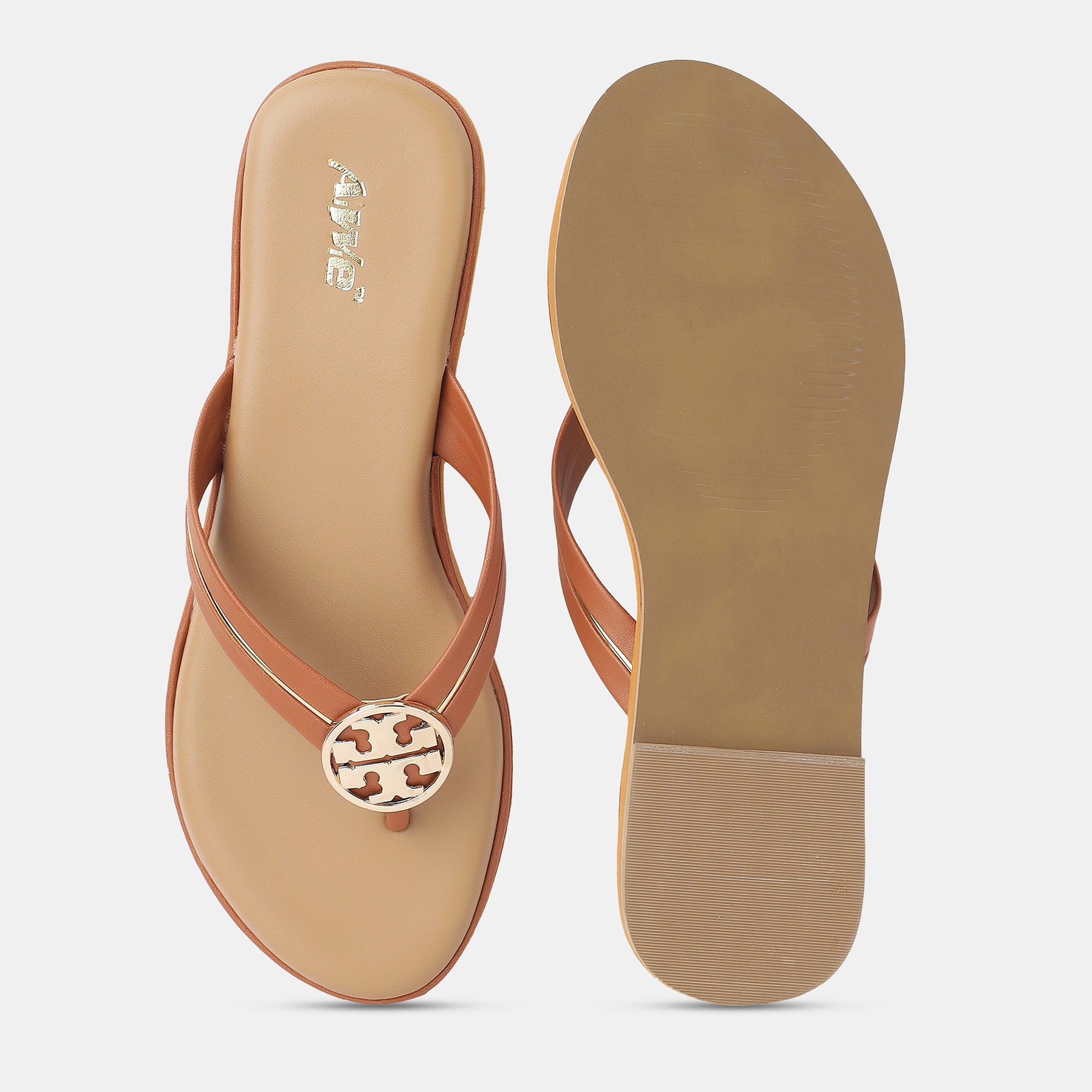 Aiwie-Womens-Stylish-Flat-Slip-On-Flip-Flop-Sandals-with-Comfortable-Sole-and-Metal-Design A160864