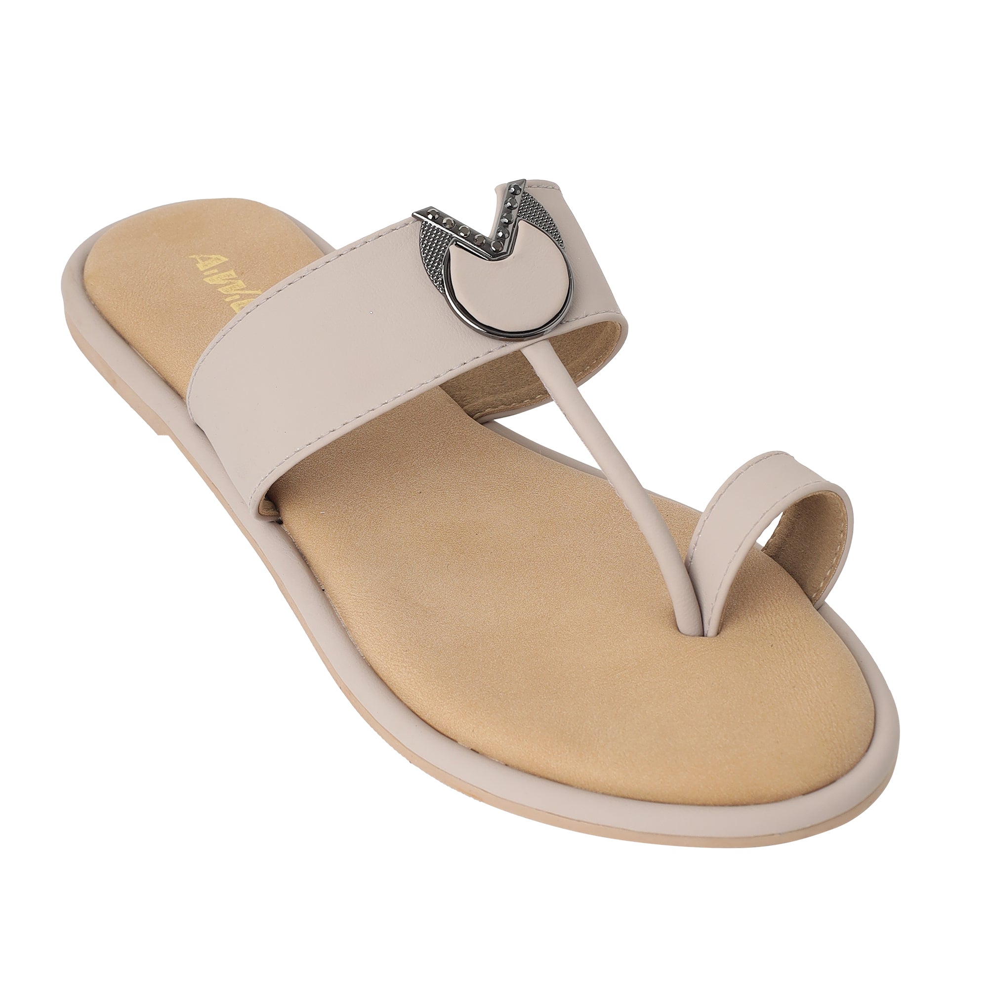 Aiwie-Womens-Stylish-Flat-Slip-On-Sandals-with-Comfortable-Sole-and-Metal-Ring-Design A160893