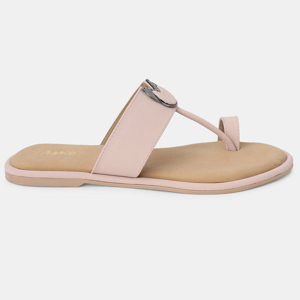 Aiwie-Womens-Stylish-Flat-Slip-On-Sandals-with-Comfortable-Sole-and-Metal-Ring-Design A160893