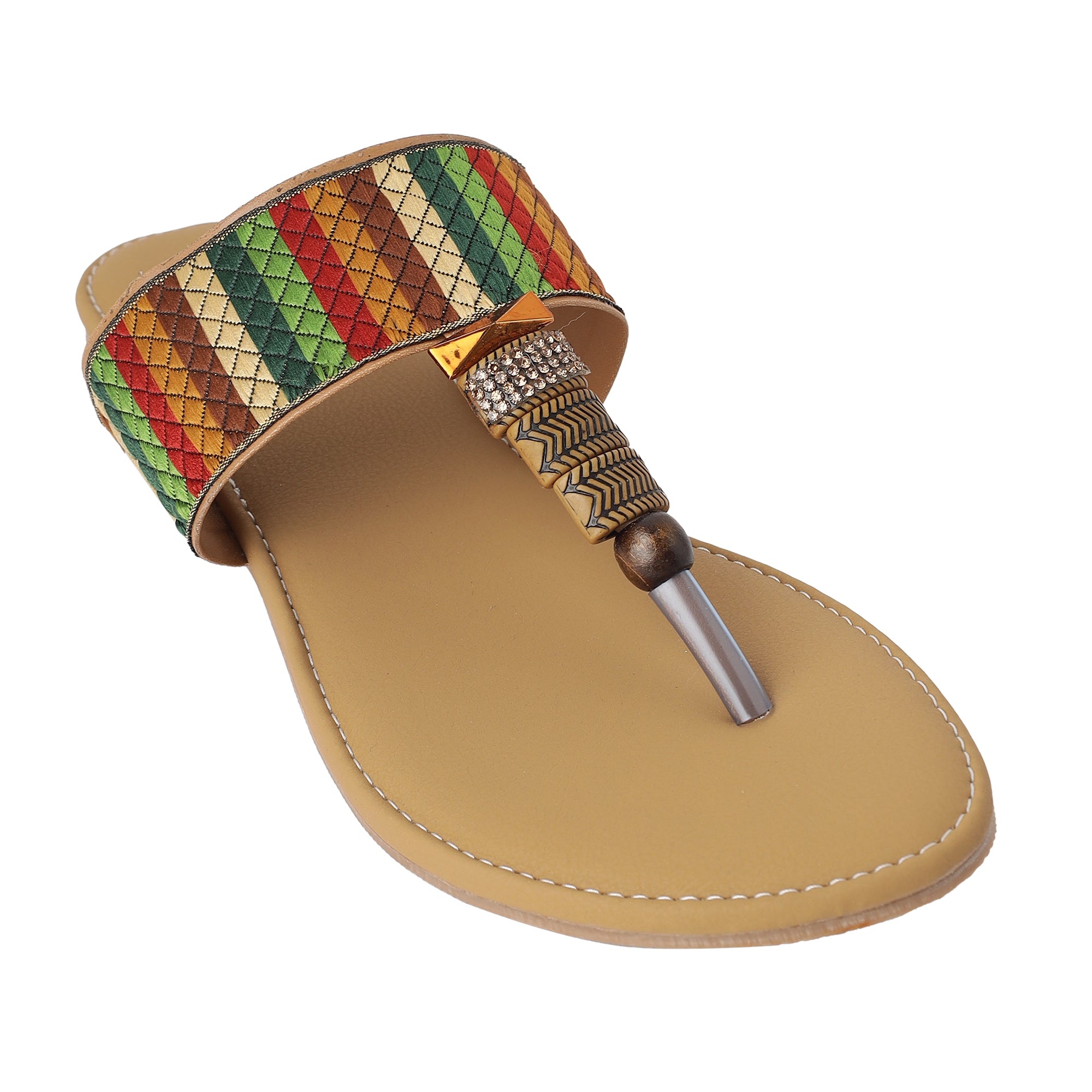 Aiwie-Womens-Ethnic-Flat-Sandals-|-Comfortable-Slip-On-Kolhapuri-Style-Footwear-with-Embroidered-Strap A230300
