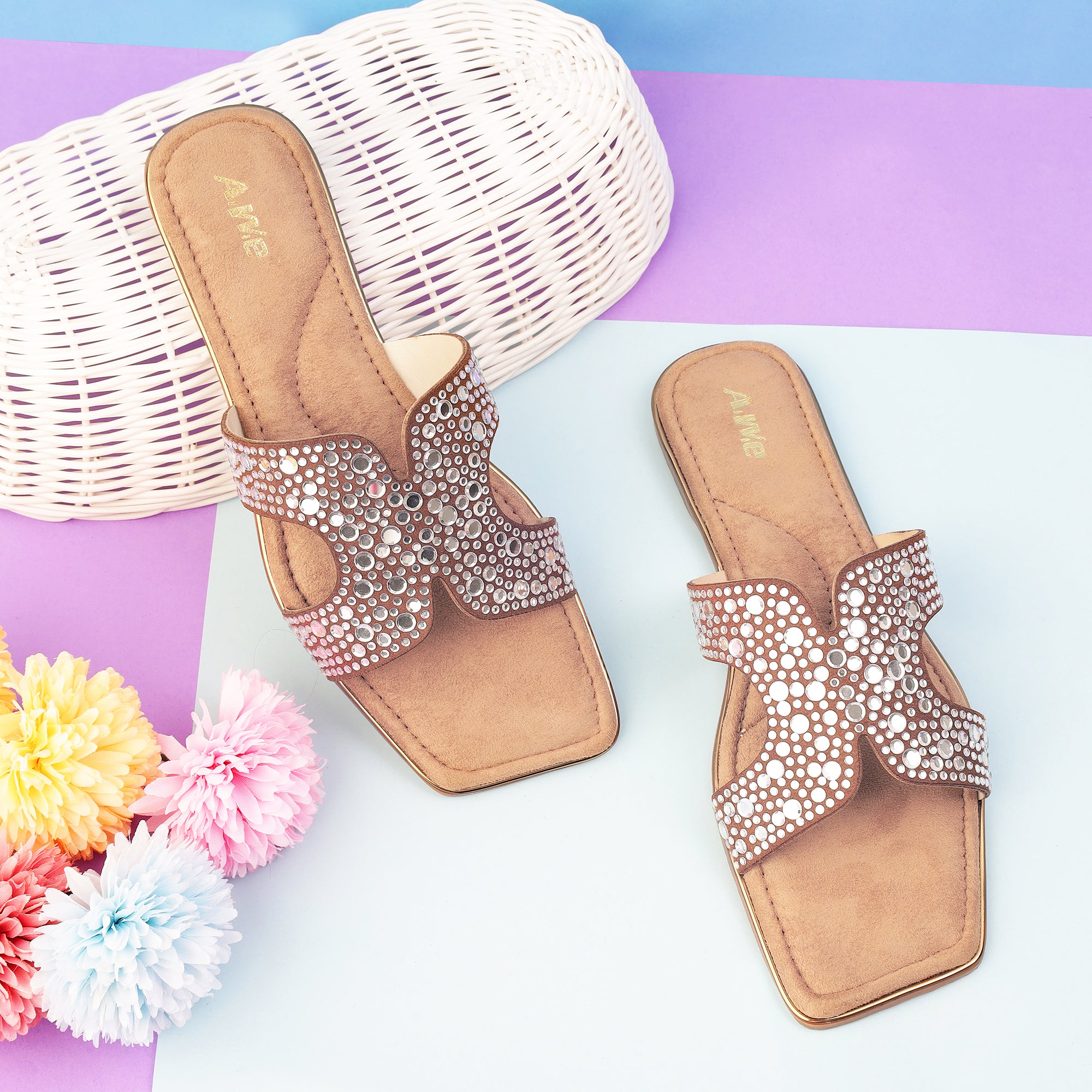 Aiwie-Womens-Stylish-Slip-On-Flat-Sandals-with-Sparkling-Stone-Detailing-–-Comfortable-Daily-and-Party-Footwear A570703