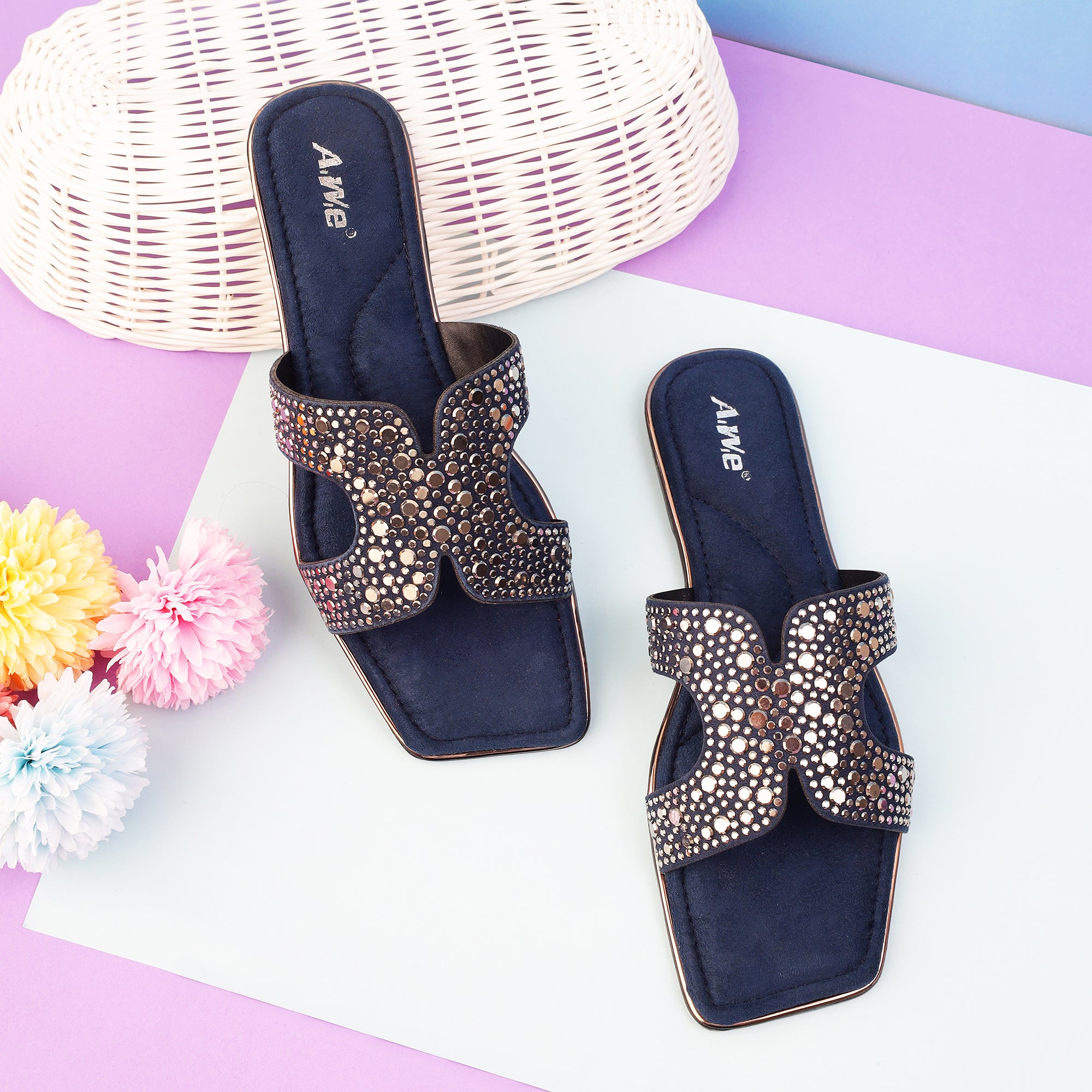 Aiwie-Womens-Stylish-Slip-On-Flat-Sandals-with-Sparkling-Stone-Detailing-–-Comfortable-Daily-and-Party-Footwear A570703