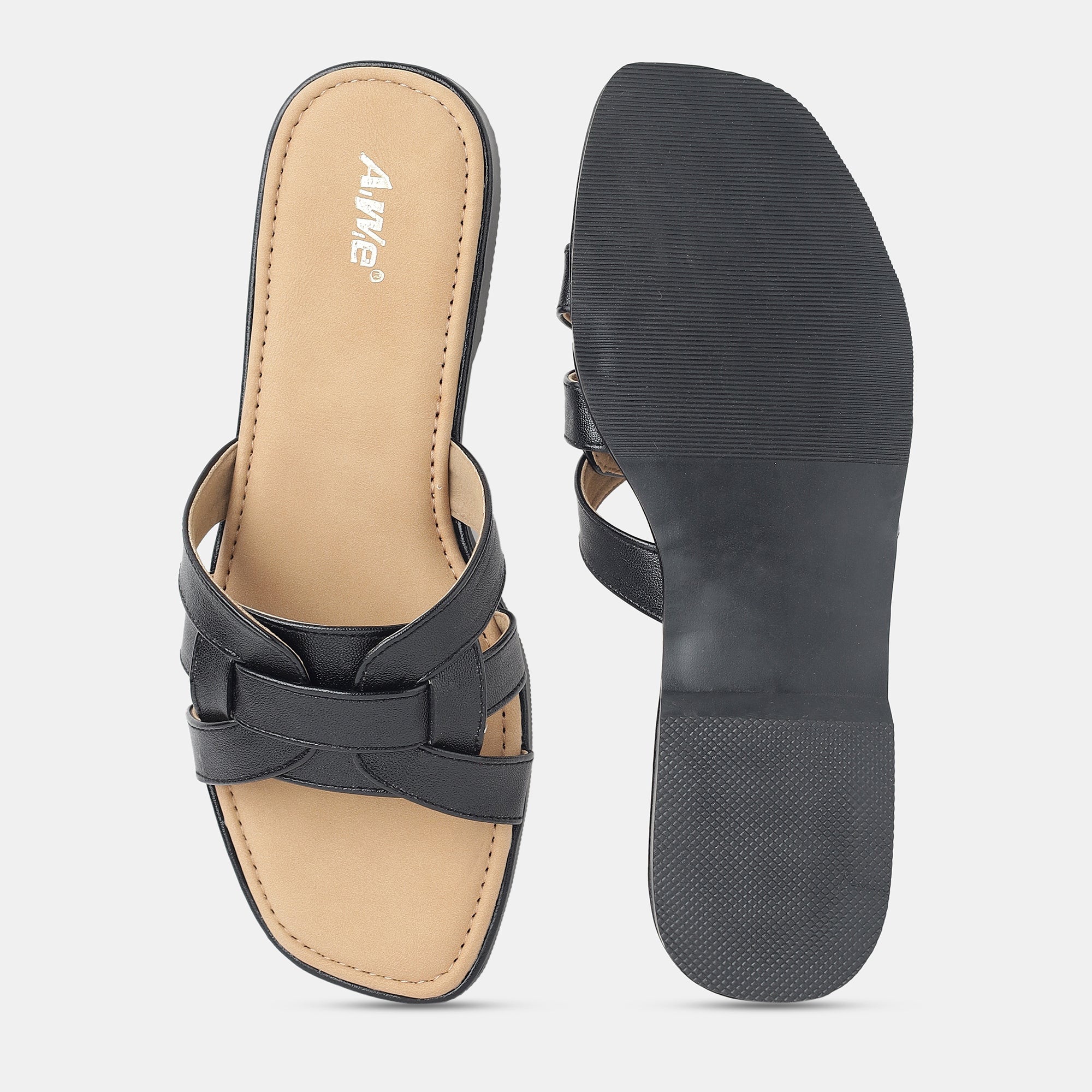 Aiwie-Womens-Flat-Slip-On-Sandals-with-Stylish-Cross-Strap-Design-and-Cushioned-Footbed A940259