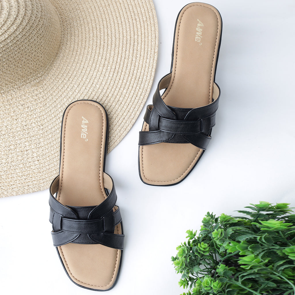 Aiwie-Womens-Flat-Slip-On-Sandals-with-Stylish-Cross-Strap-Design-and-Cushioned-Footbed A940259