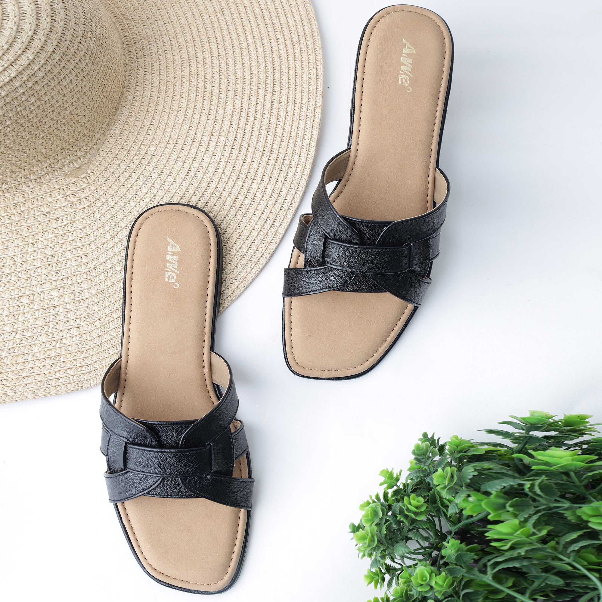 Aiwie-Womens-Flat-Slip-On-Sandals-with-Stylish-Cross-Strap-Design-and-Cushioned-Footbed A940259