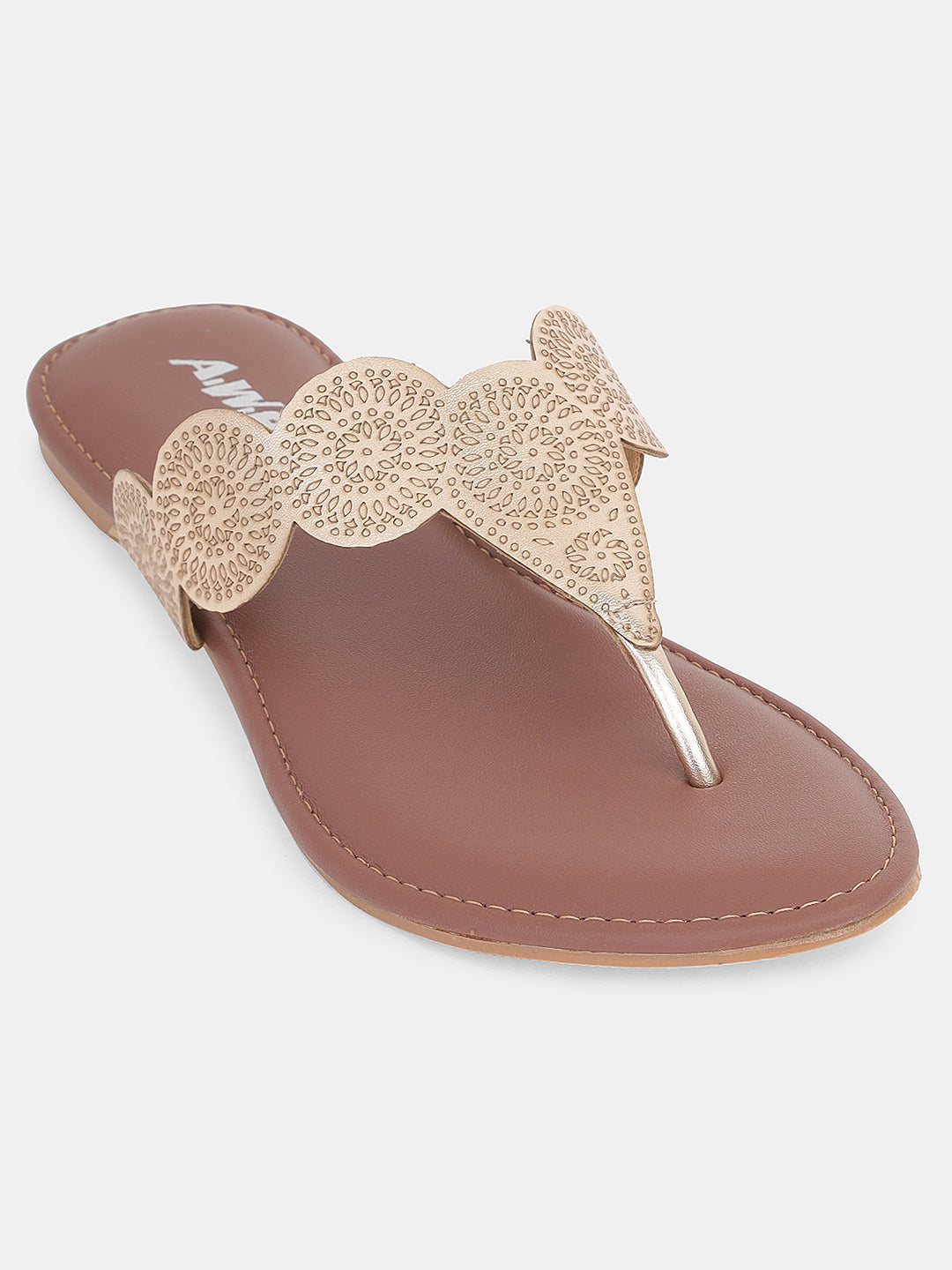 Aiwie Women's Ethnic Kolhapuri Flats | Traditional Slip-On Sandals for Casual, Festive & Daily