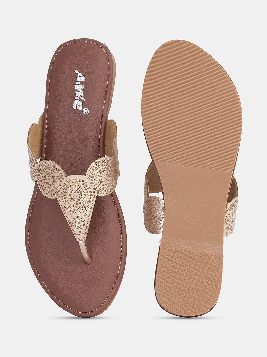 Aiwie Women's Ethnic Kolhapuri Flats | Traditional Slip-On Sandals for Casual, Festive & Daily