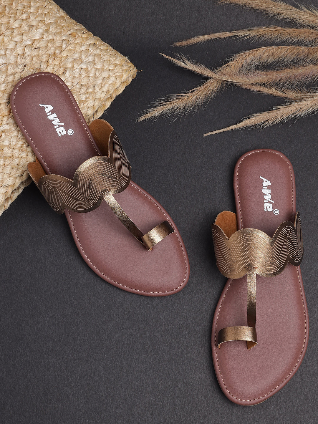 Women's Ethnic Toe-Ring Flats | Stylish Slip-On Kolhapuri-Inspired Sandals for Daily & Festive Wear