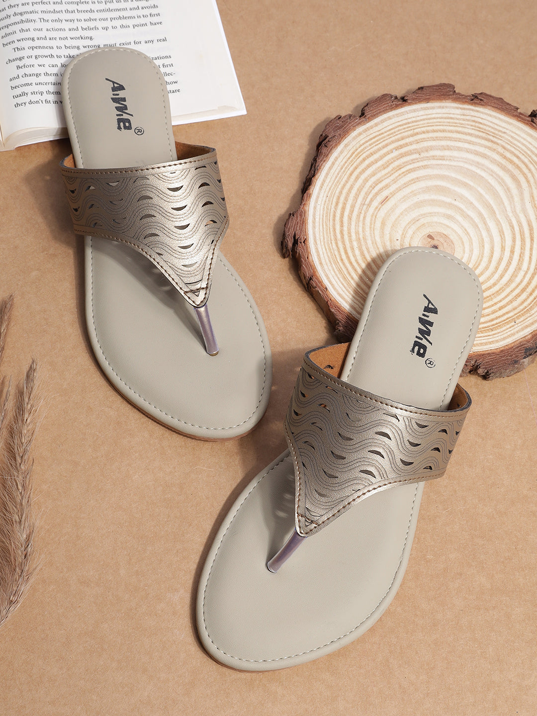 Women's Ethnic Slip-On Flats | Cut-Out Design Kolhapuri Chappals for Casual & Festive Wear