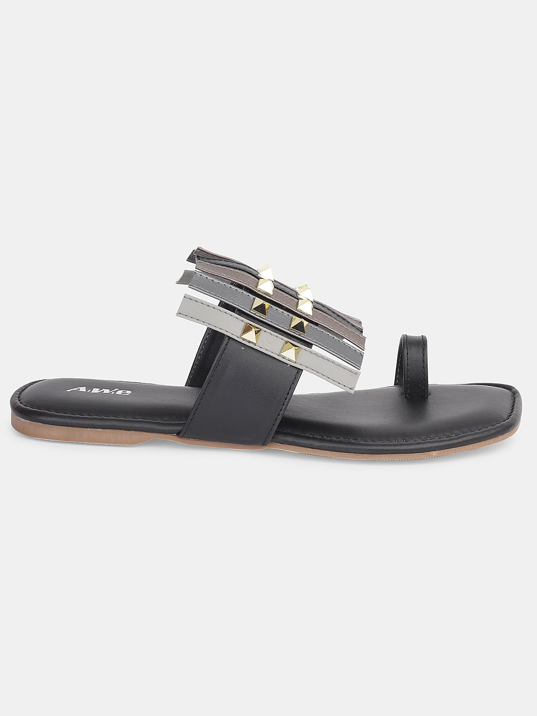 Women's Ethnic Transparent Strap Flats | Trendy Toe-Loop Slip-On Sandals with Stud Detailing for Daily & Party Wear