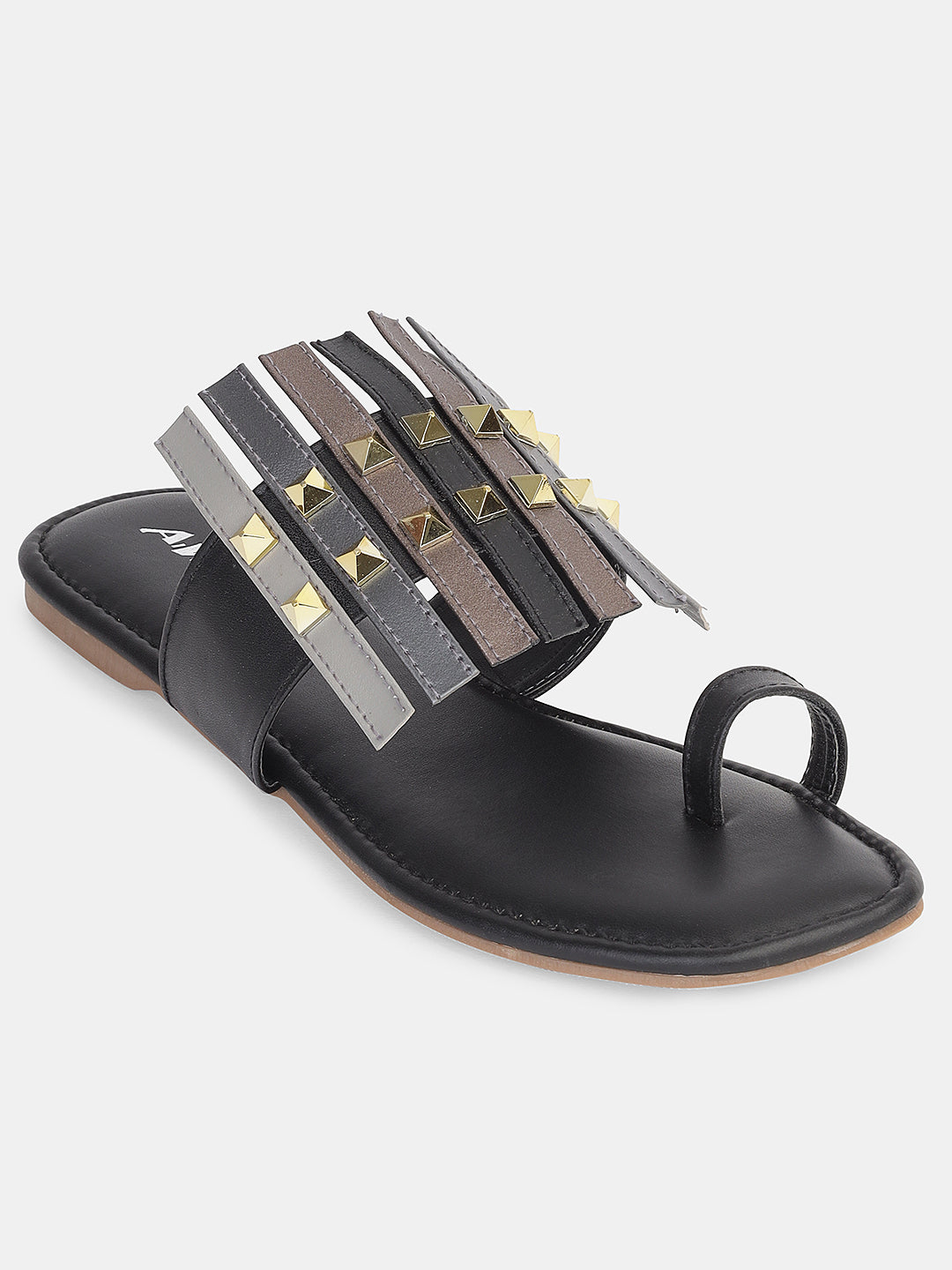 Women's Ethnic Transparent Strap Flats | Trendy Toe-Loop Slip-On Sandals with Stud Detailing for Daily & Party Wear