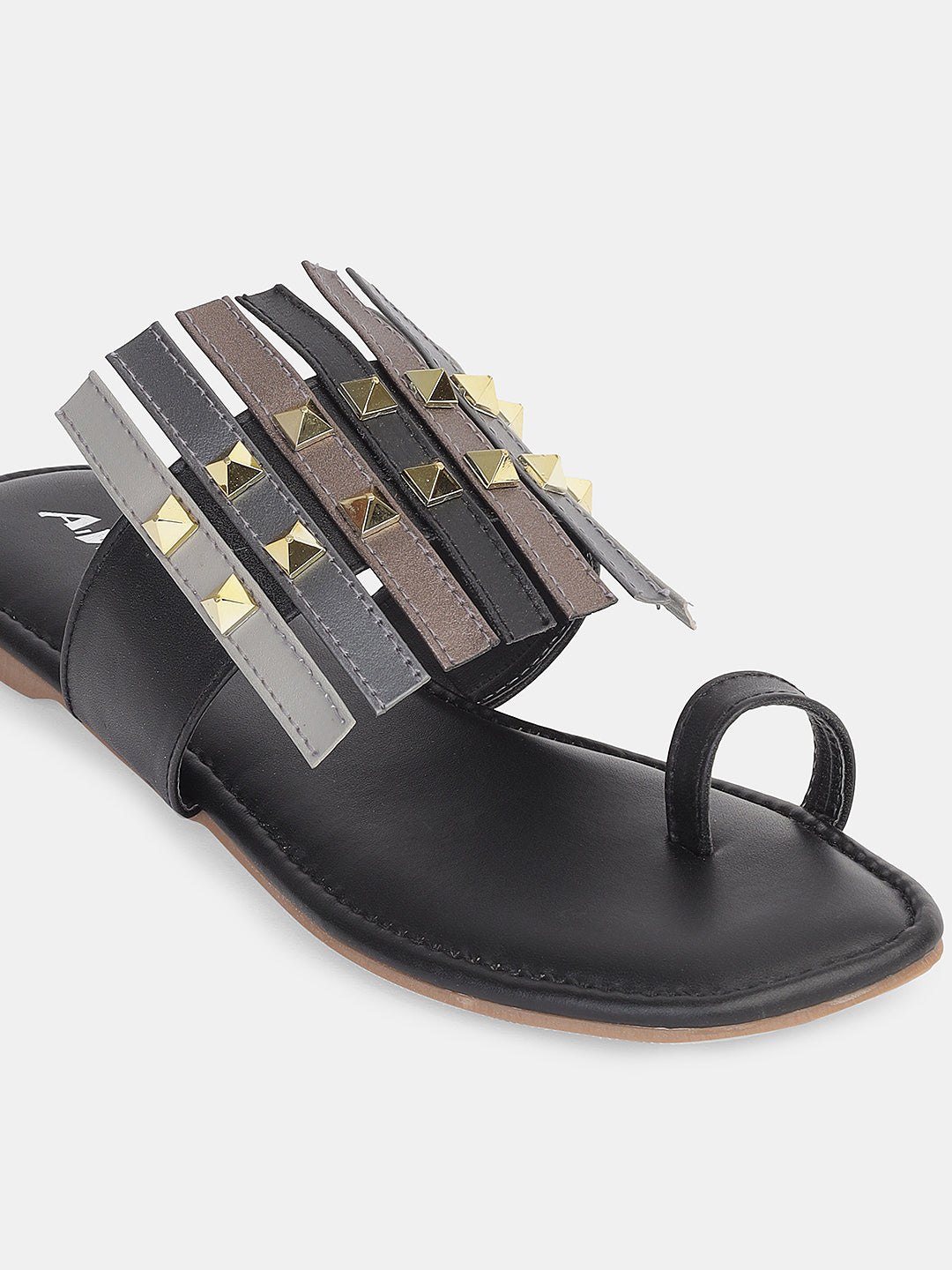 Women's Ethnic Transparent Strap Flats | Trendy Toe-Loop Slip-On Sandals with Stud Detailing for Daily & Party Wear