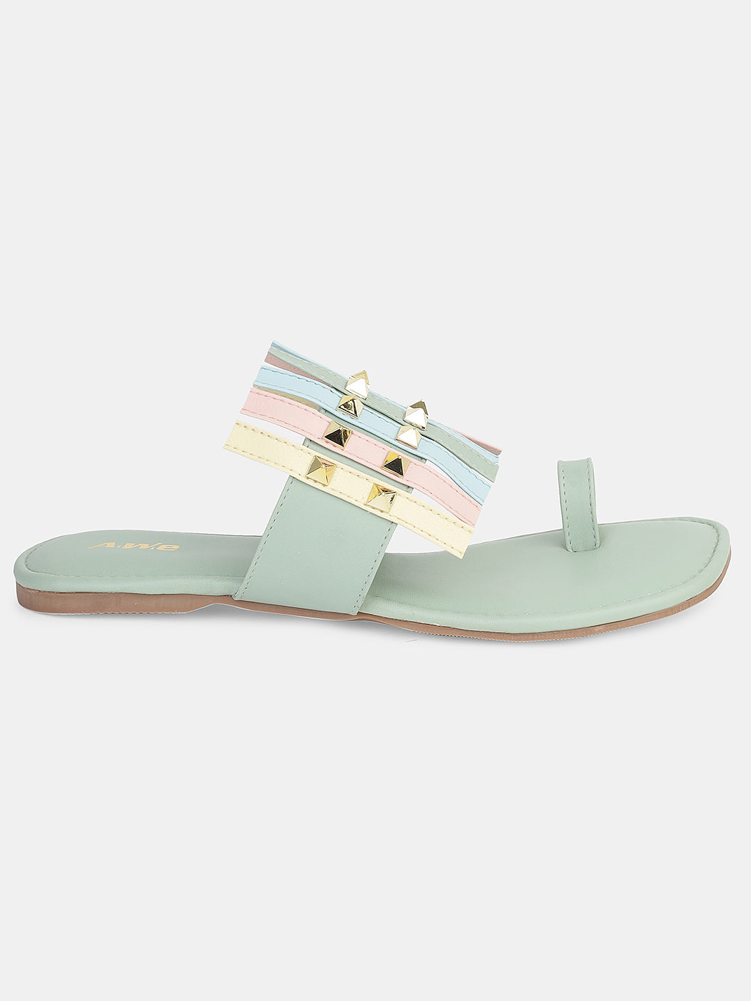 Women's Ethnic Transparent Strap Flats | Trendy Toe-Loop Slip-On Sandals with Stud Detailing for Daily & Party Wear