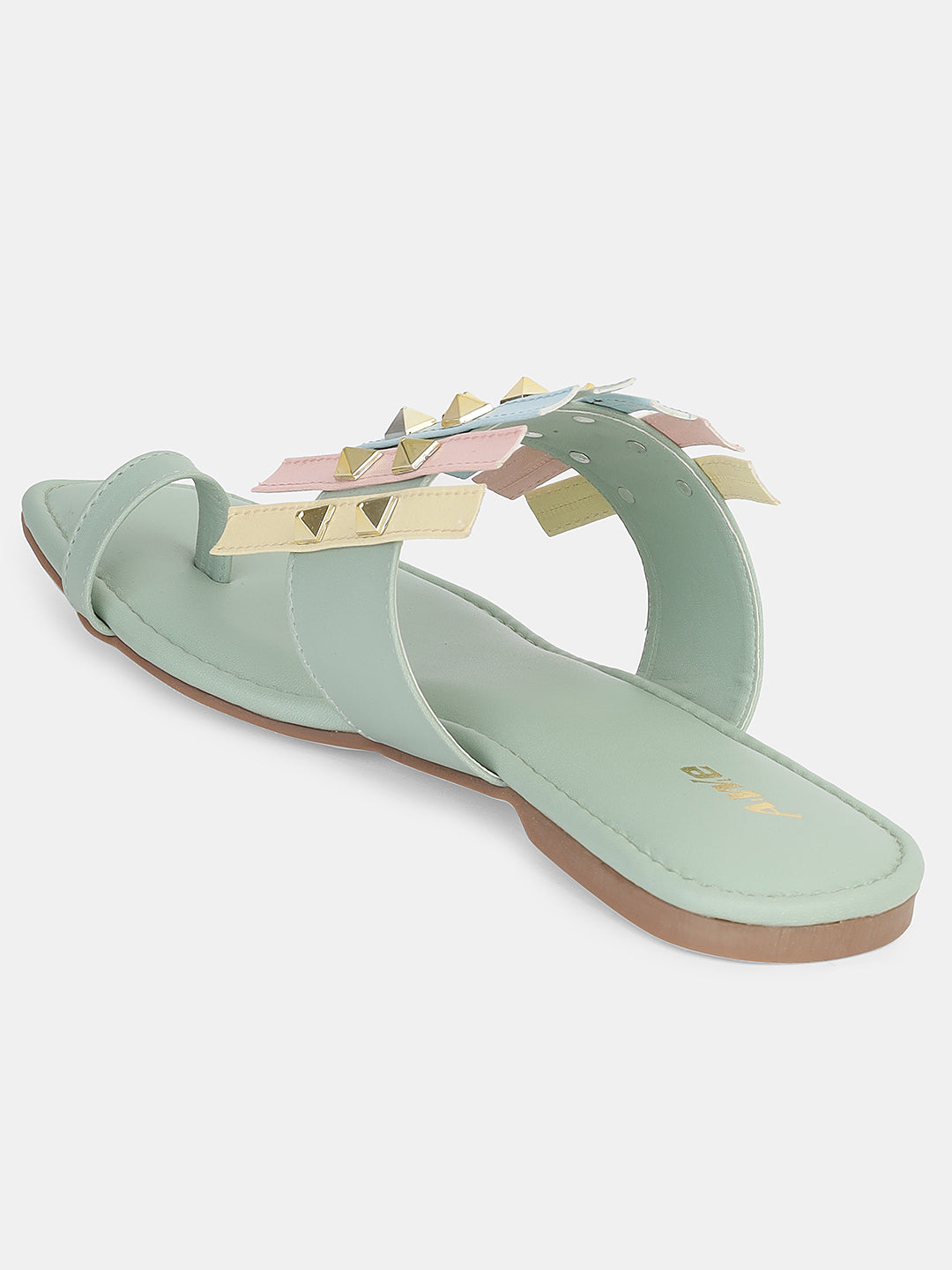 Women's Ethnic Transparent Strap Flats | Trendy Toe-Loop Slip-On Sandals with Stud Detailing for Daily & Party Wear