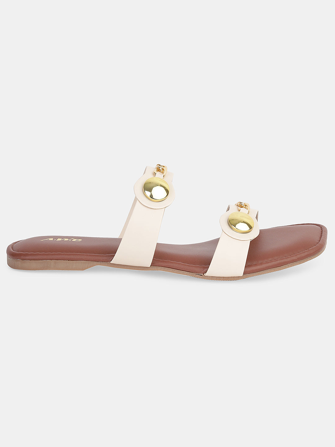 Women's Ethnic Flat Sandals | Stylish Double Strap Slip-On with Metallic Embellishments for Festive & Daily Wear