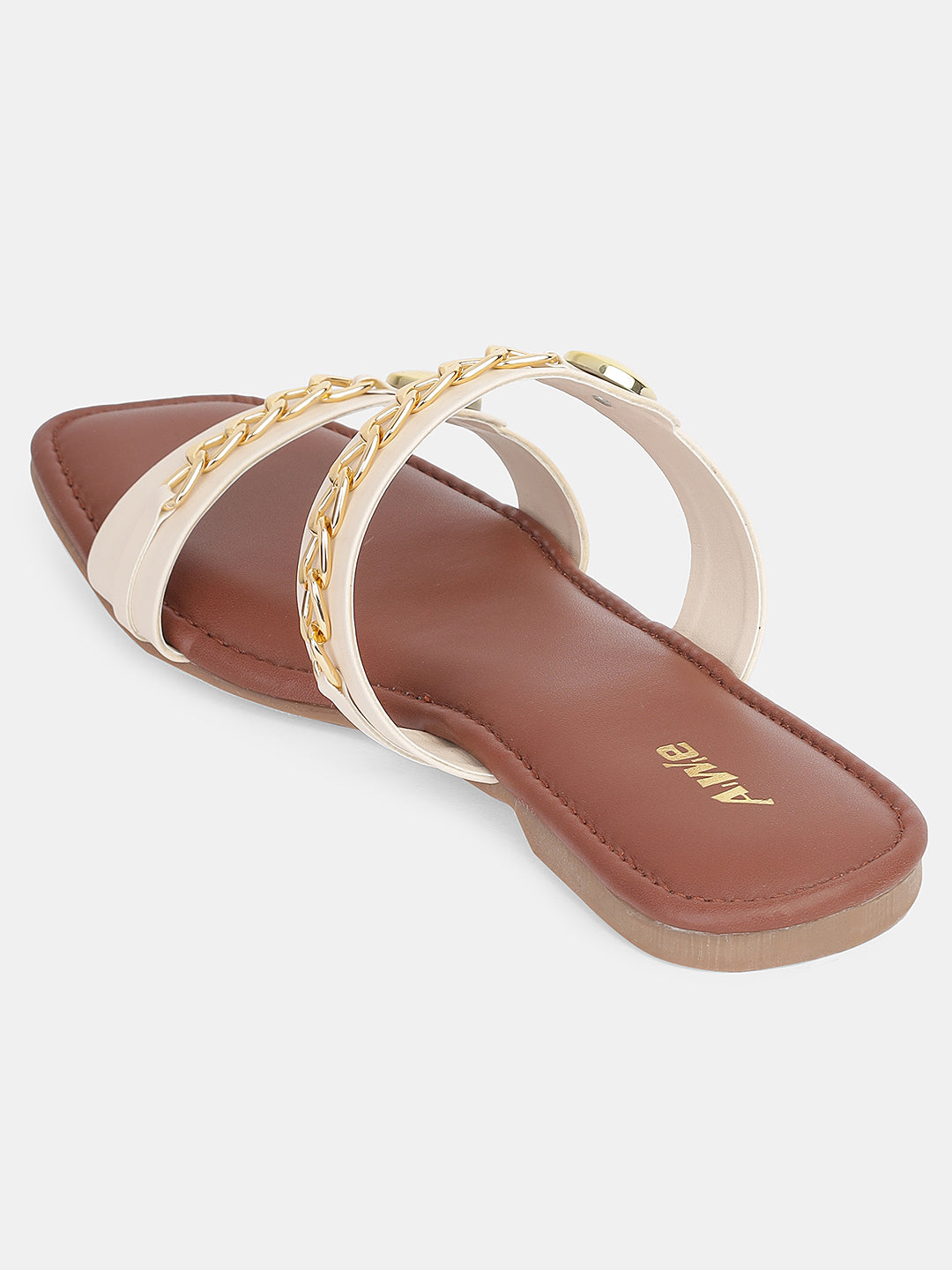 Women's Ethnic Flat Sandals | Stylish Double Strap Slip-On with Metallic Embellishments for Festive & Daily Wear
