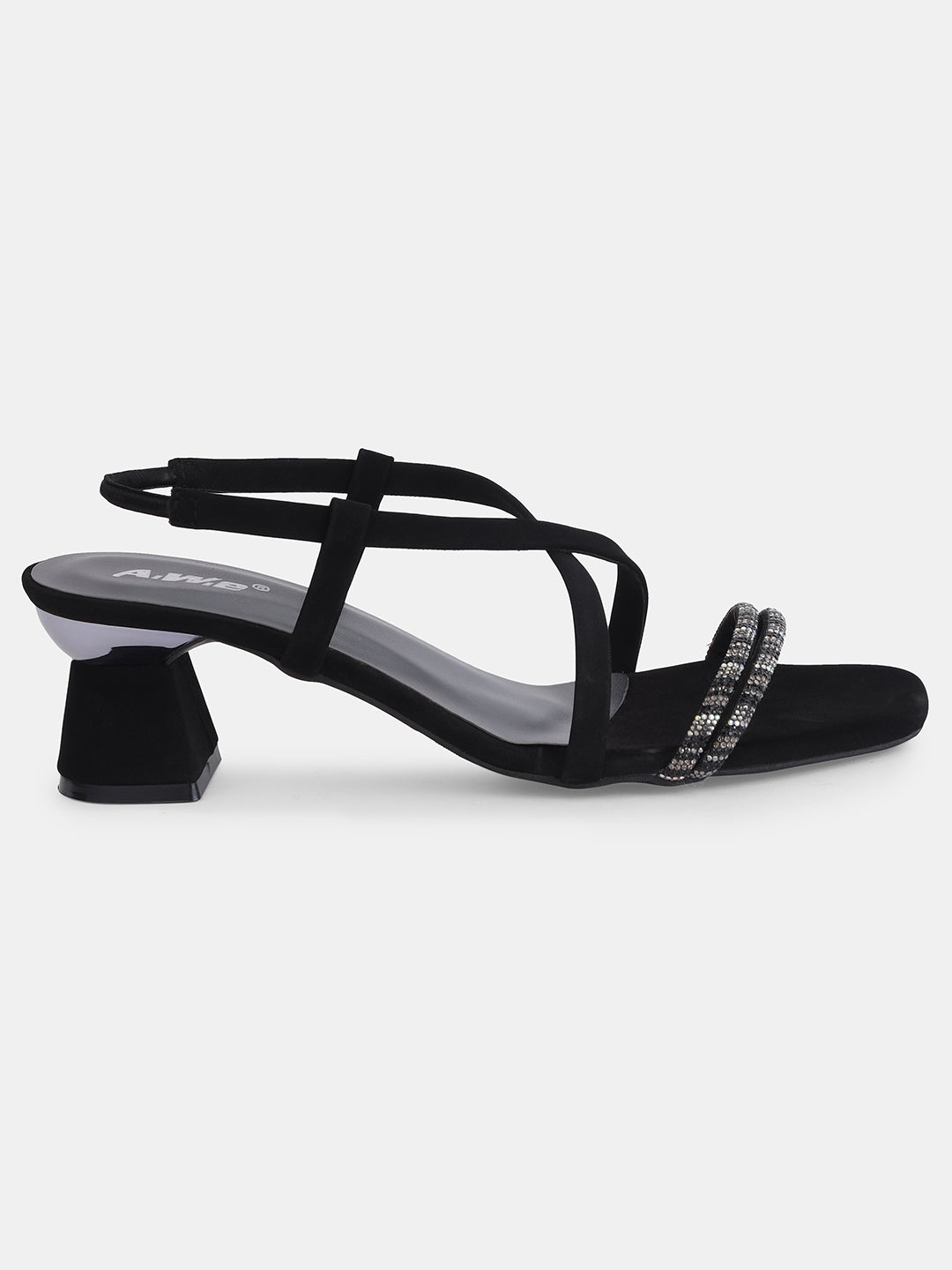 Womens Golden Block Heel Sandals with Crystal Embellished Straps | Party & Ethnic Wear | Heel size 2 inch