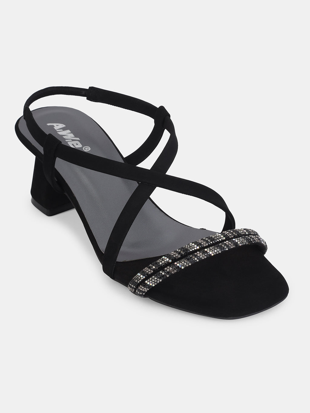 Womens Golden Block Heel Sandals with Crystal Embellished Straps | Party & Ethnic Wear | Heel size 2 inch