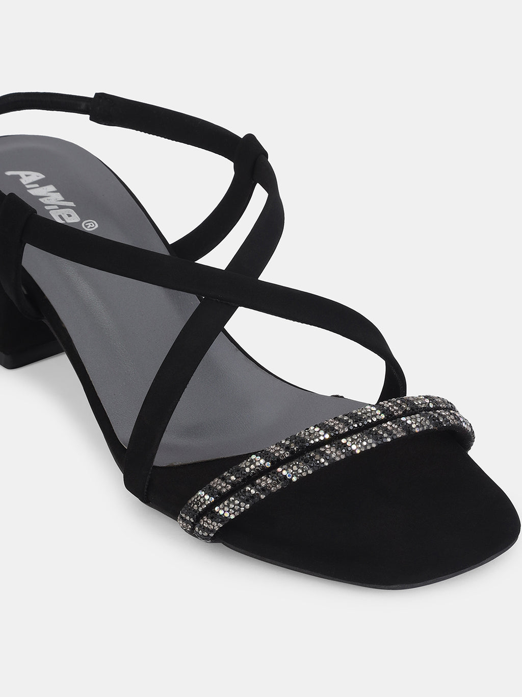 Womens Golden Block Heel Sandals with Crystal Embellished Straps | Party & Ethnic Wear | Heel size 2 inch