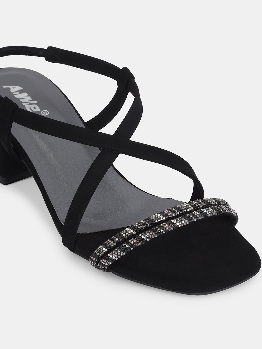 Womens Golden Block Heel Sandals with Crystal Embellished Straps | Party & Ethnic Wear | Heel size 2 inch