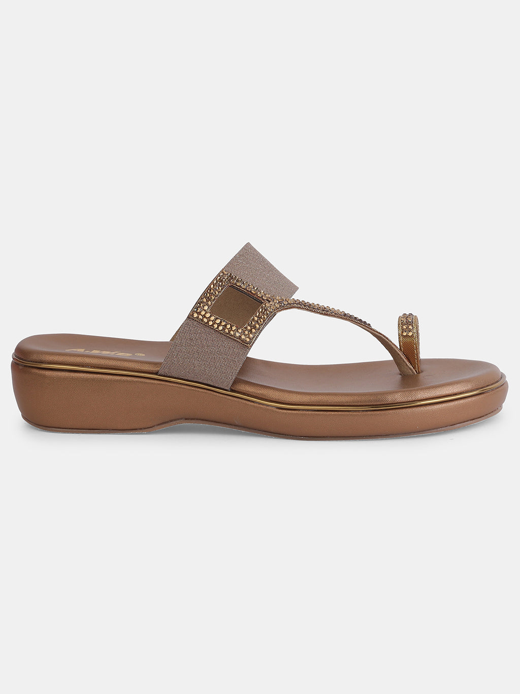 Aiwie Womens Embellished Toe-Ring Slip-On Sandals with Elastic Strap | Festive & Partywear Flats Heel Size : 1.5 Inches