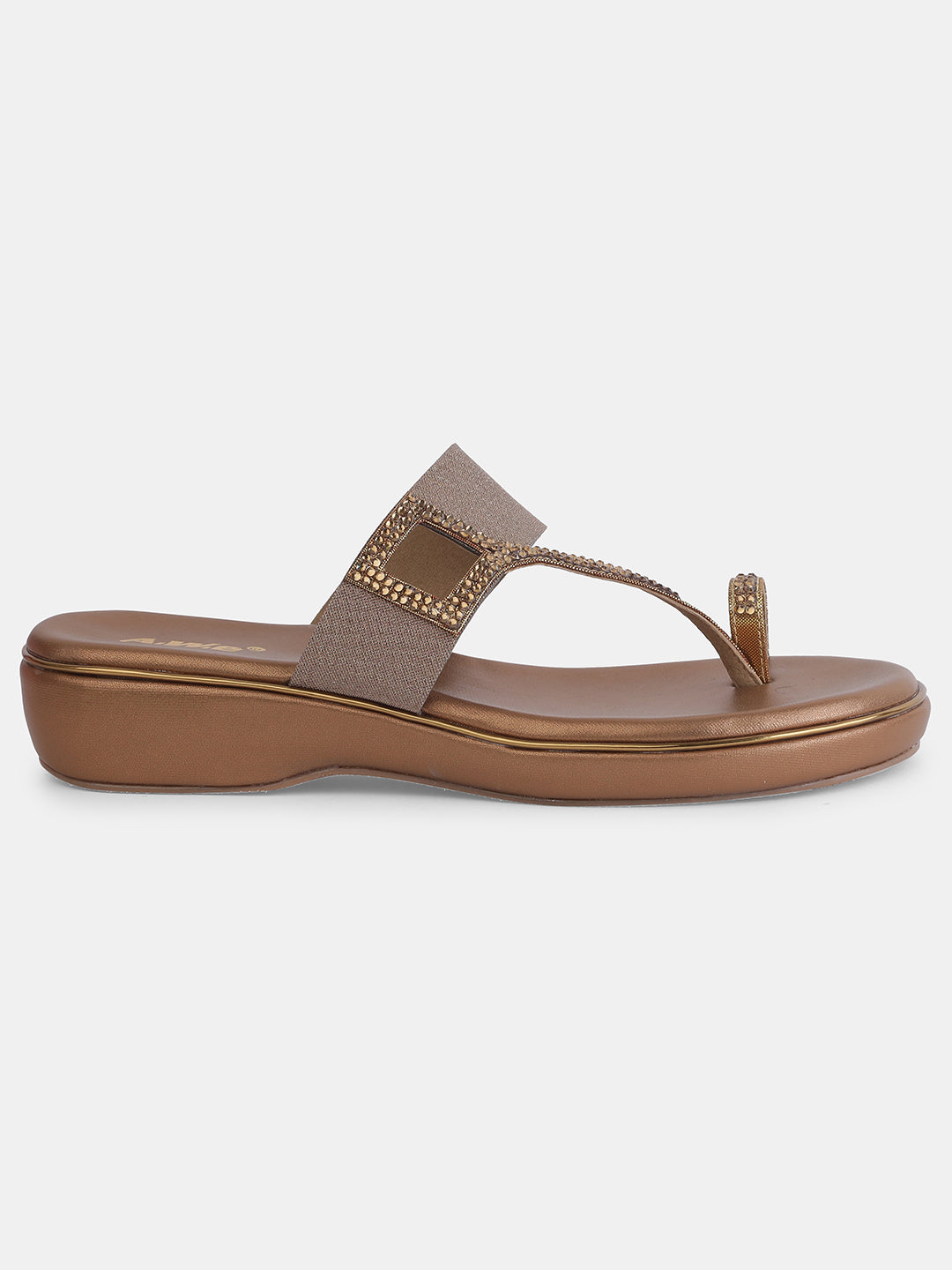 Aiwie Womens Embellished Toe-Ring Slip-On Sandals with Elastic Strap | Festive & Partywear Flats Heel Size : 1.5 Inches