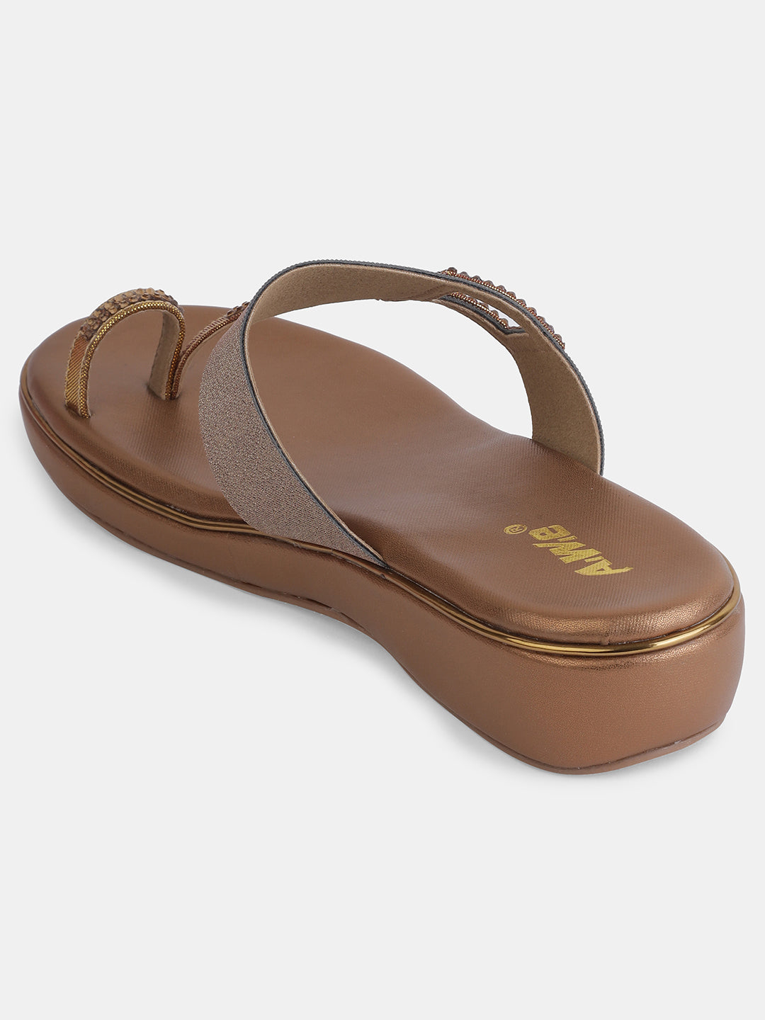 Aiwie Womens Embellished Toe-Ring Slip-On Sandals with Elastic Strap | Festive & Partywear Flats Heel Size : 1.5 Inches