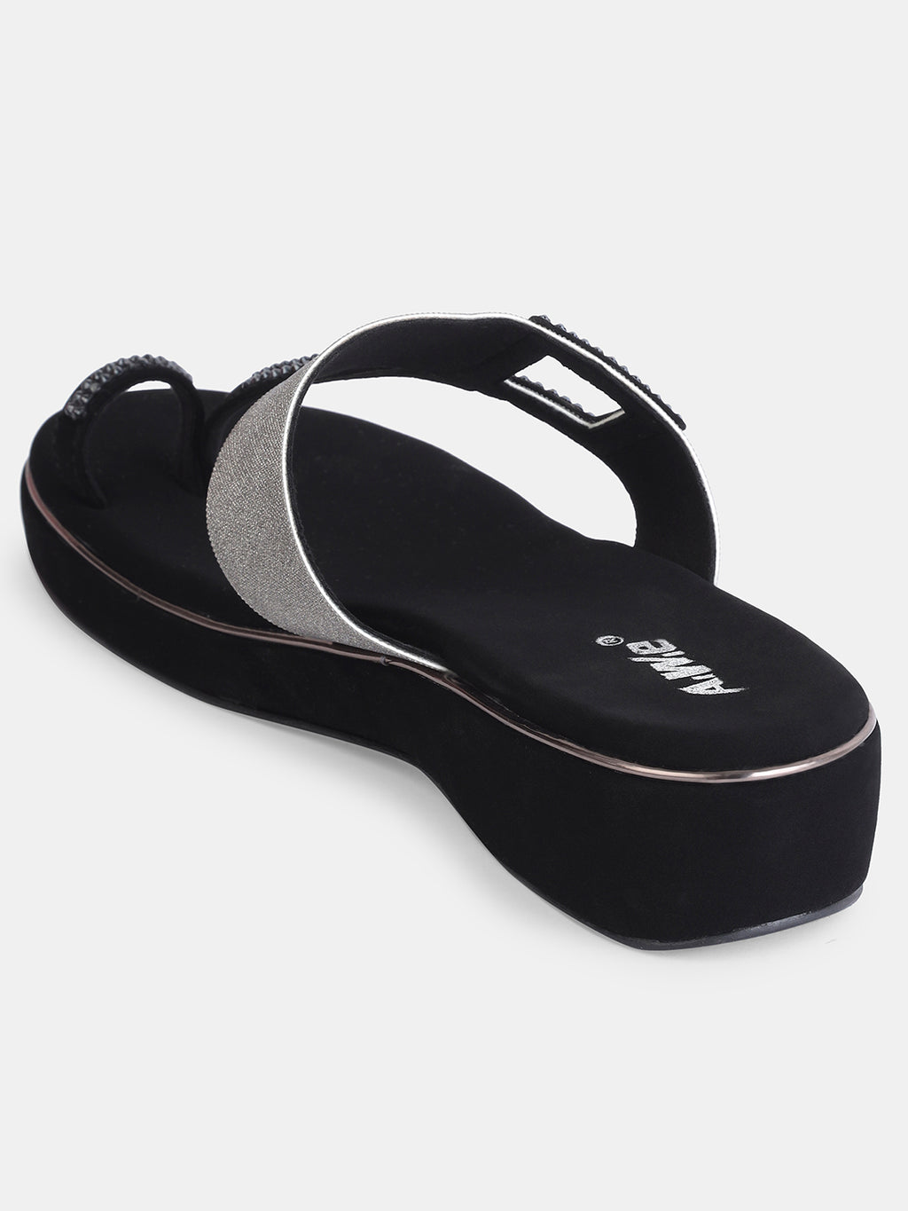 Aiwie Womens Embellished Toe-Ring Slip-On Sandals with Elastic Strap | Festive & Partywear Flats Heel Size : 1.5 Inches