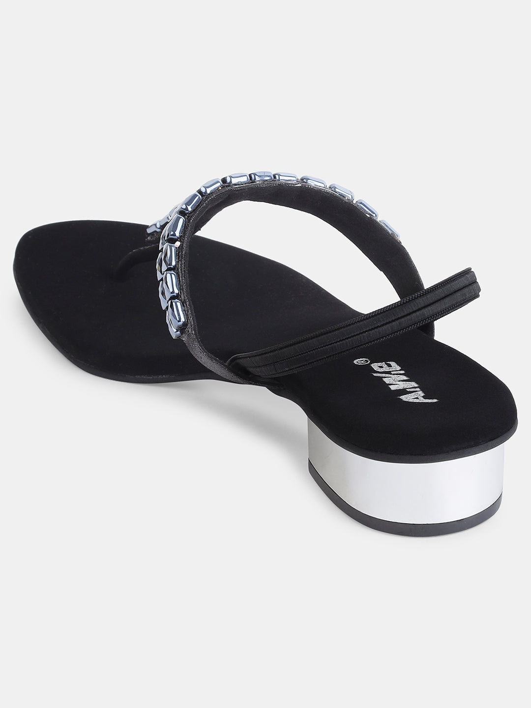 Womens Golden Embellished Toe Ring Flats | Ethnic & Festive Slip-On Sandals Heel Size : 1.5 Inches