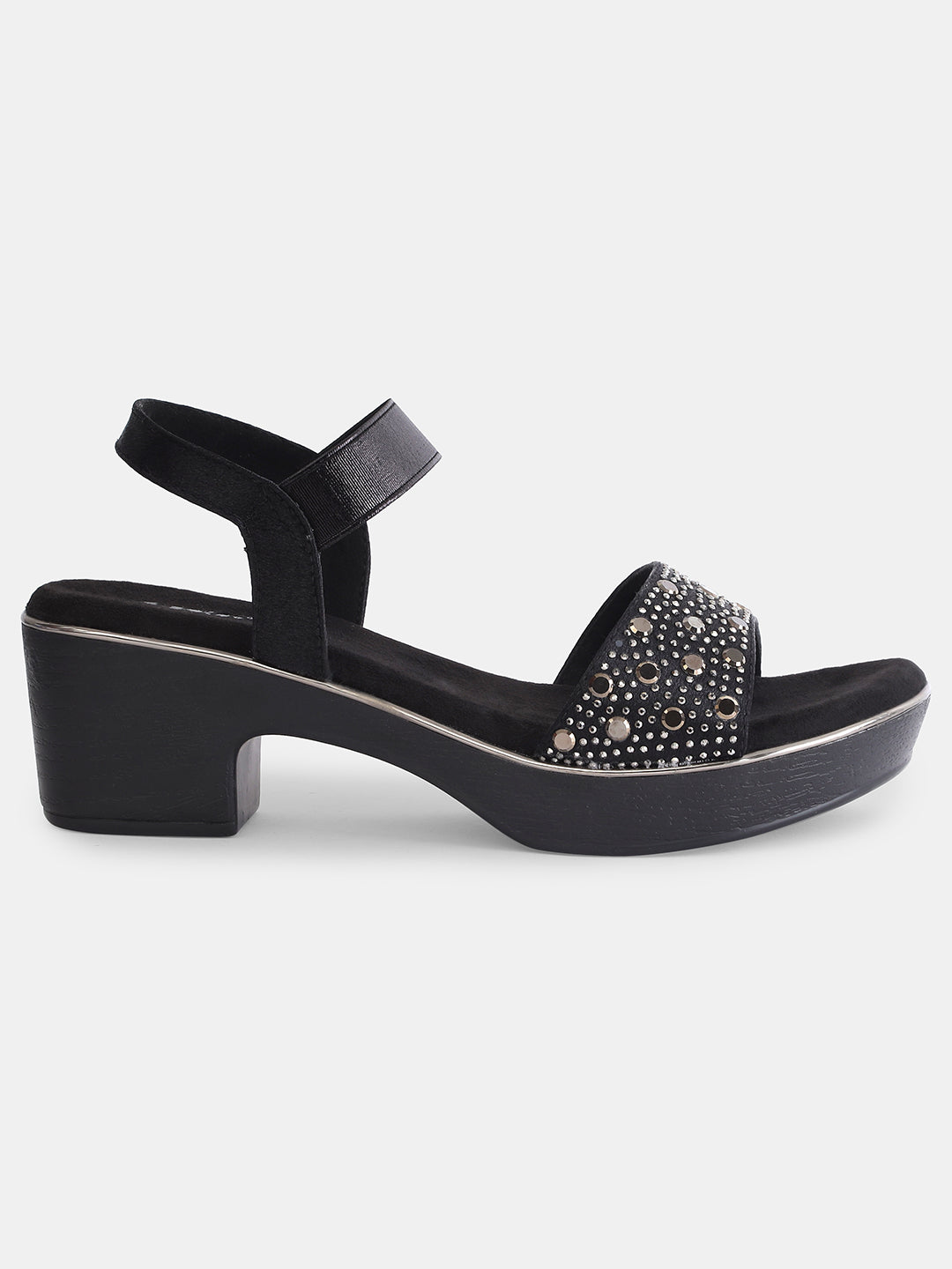 Aiwie Womens Party Wear Block Heel Sandals with Studded Strap Ð Elegant and Comfortable Heels for Casual & Festive Occasions Heel Size : 2 Inches