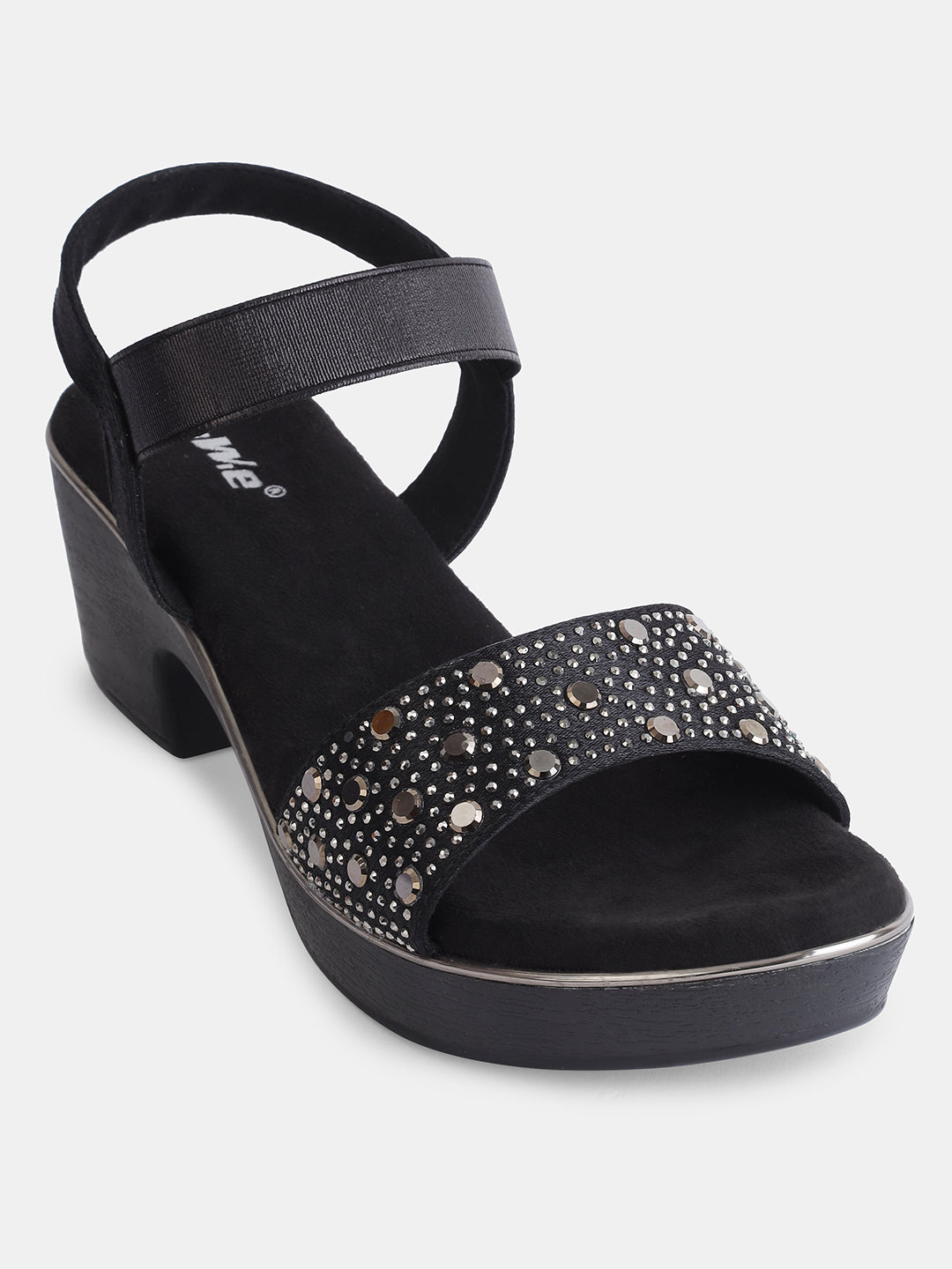 Aiwie Womens Party Wear Block Heel Sandals with Studded Strap Ð Elegant and Comfortable Heels for Casual & Festive Occasions Heel Size : 2 Inches