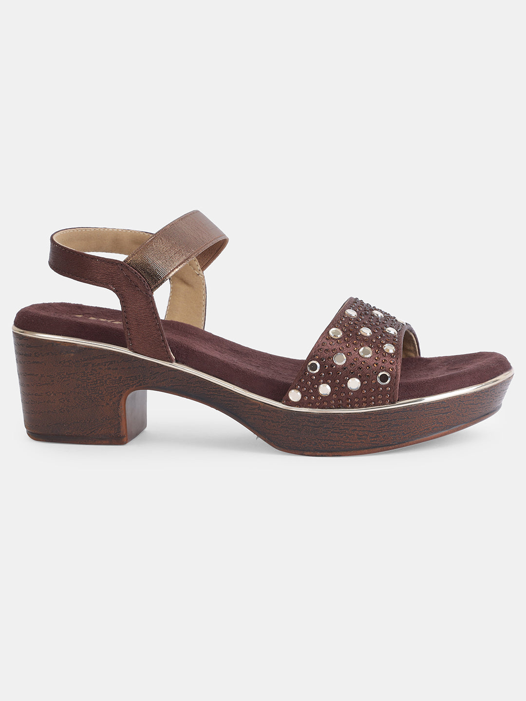 Aiwie Womens Party Wear Block Heel Sandals with Studded Strap Ð Elegant and Comfortable Heels for Casual & Festive Occasions Heel Size : 2 Inches
