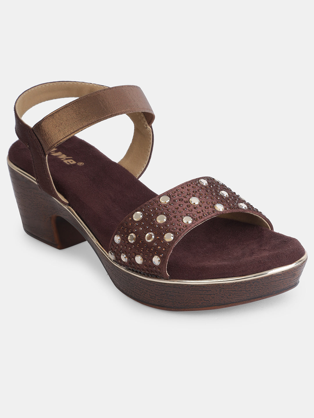Aiwie Womens Party Wear Block Heel Sandals with Studded Strap Ð Elegant and Comfortable Heels for Casual & Festive Occasions Heel Size : 2 Inches