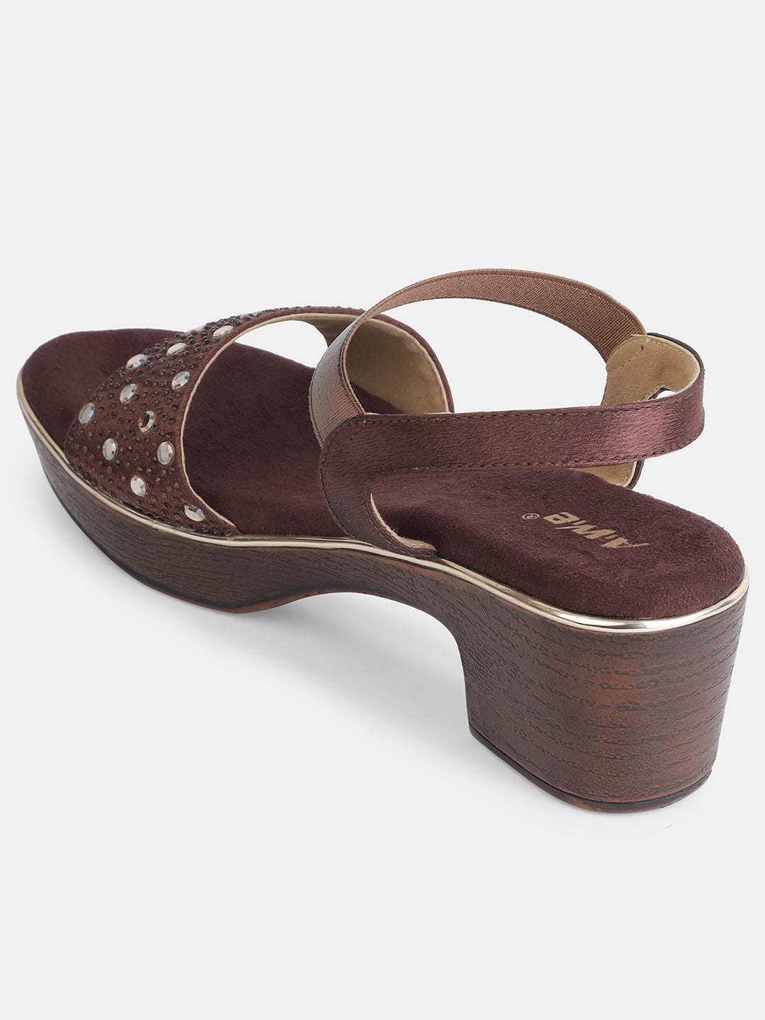 Aiwie Womens Party Wear Block Heel Sandals with Studded Strap Ð Elegant and Comfortable Heels for Casual & Festive Occasions Heel Size : 2 Inches