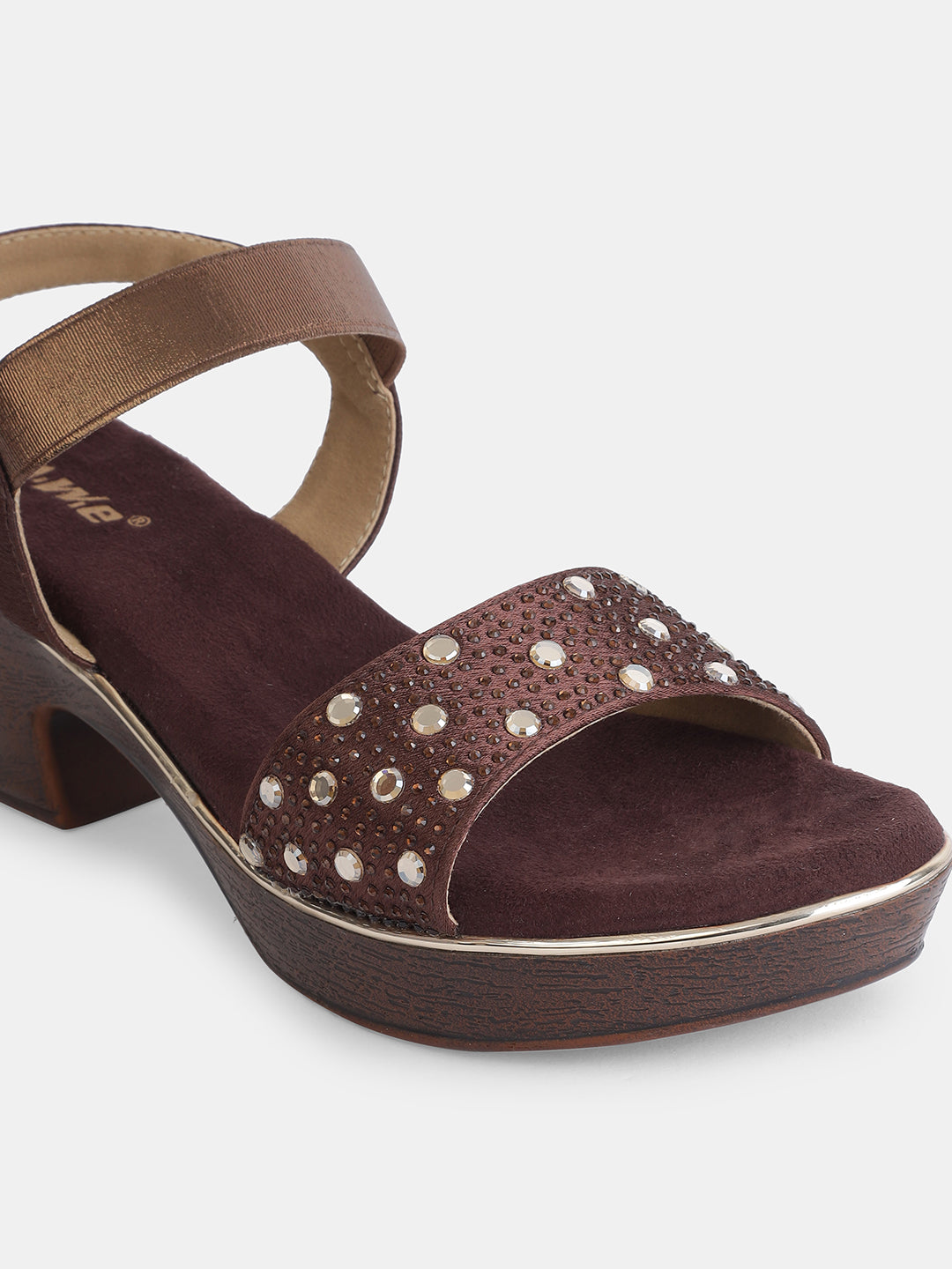 Aiwie Womens Party Wear Block Heel Sandals with Studded Strap Ð Elegant and Comfortable Heels for Casual & Festive Occasions Heel Size : 2 Inches