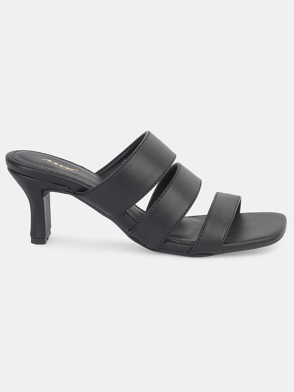 Womens Heeled Sandals | Triple Strap Slip-On Block Heels for Party, Office & Casual Wear Heel Size : 2.5 Inches