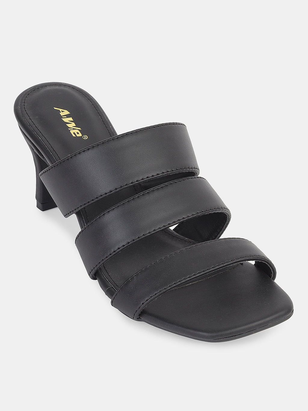 Womens Heeled Sandals | Triple Strap Slip-On Block Heels for Party, Office & Casual Wear Heel Size : 2.5 Inches