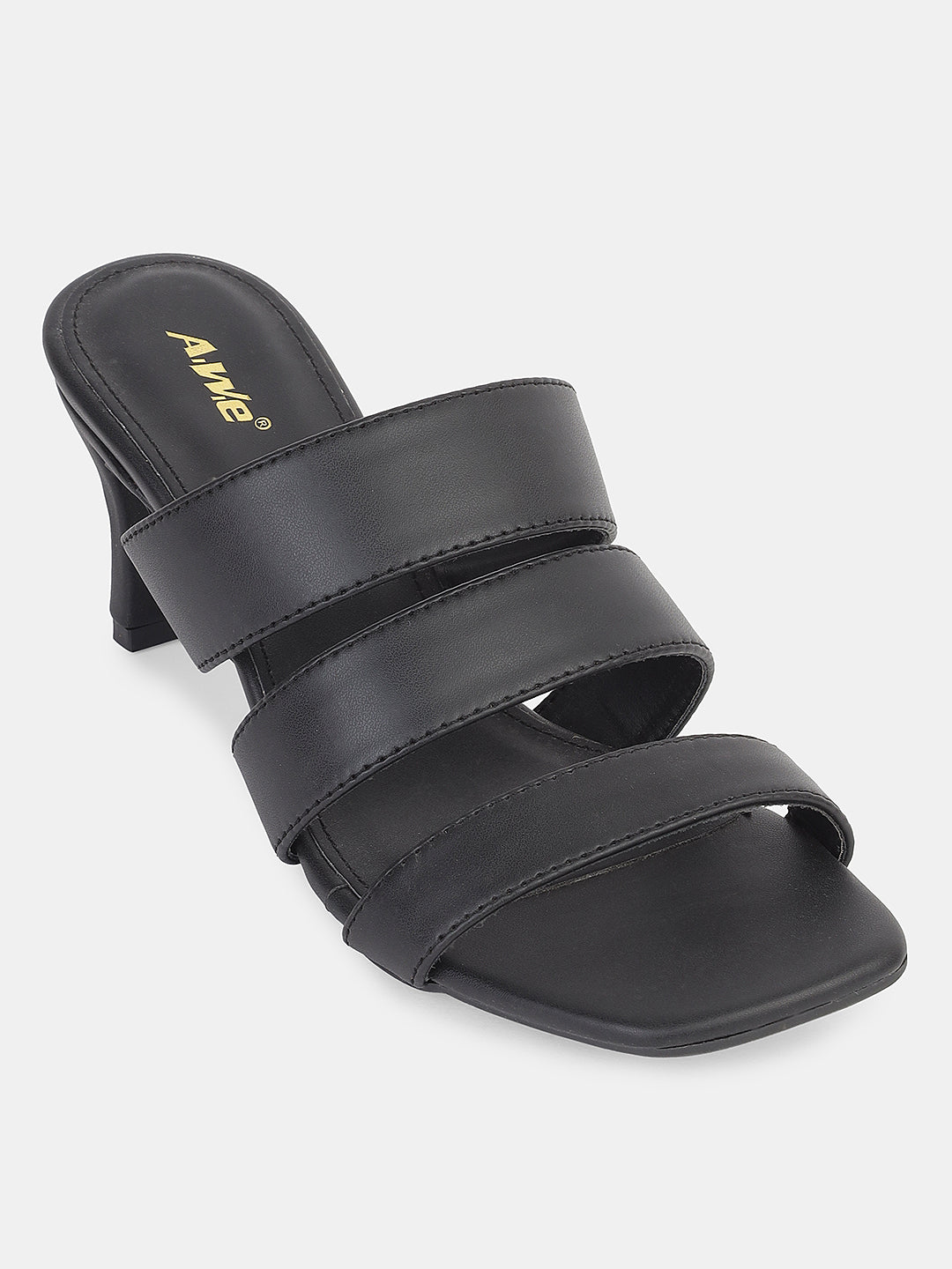 Womens Heeled Sandals | Triple Strap Slip-On Block Heels for Party, Office & Casual Wear Heel Size : 2.5 Inches