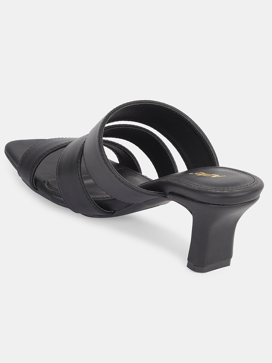 Womens Heeled Sandals | Triple Strap Slip-On Block Heels for Party, Office & Casual Wear Heel Size : 2.5 Inches