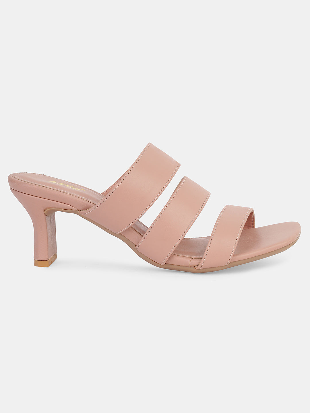 Womens Heeled Sandals | Triple Strap Slip-On Block Heels for Party, Office & Casual Wear Heel Size : 2.5 Inches
