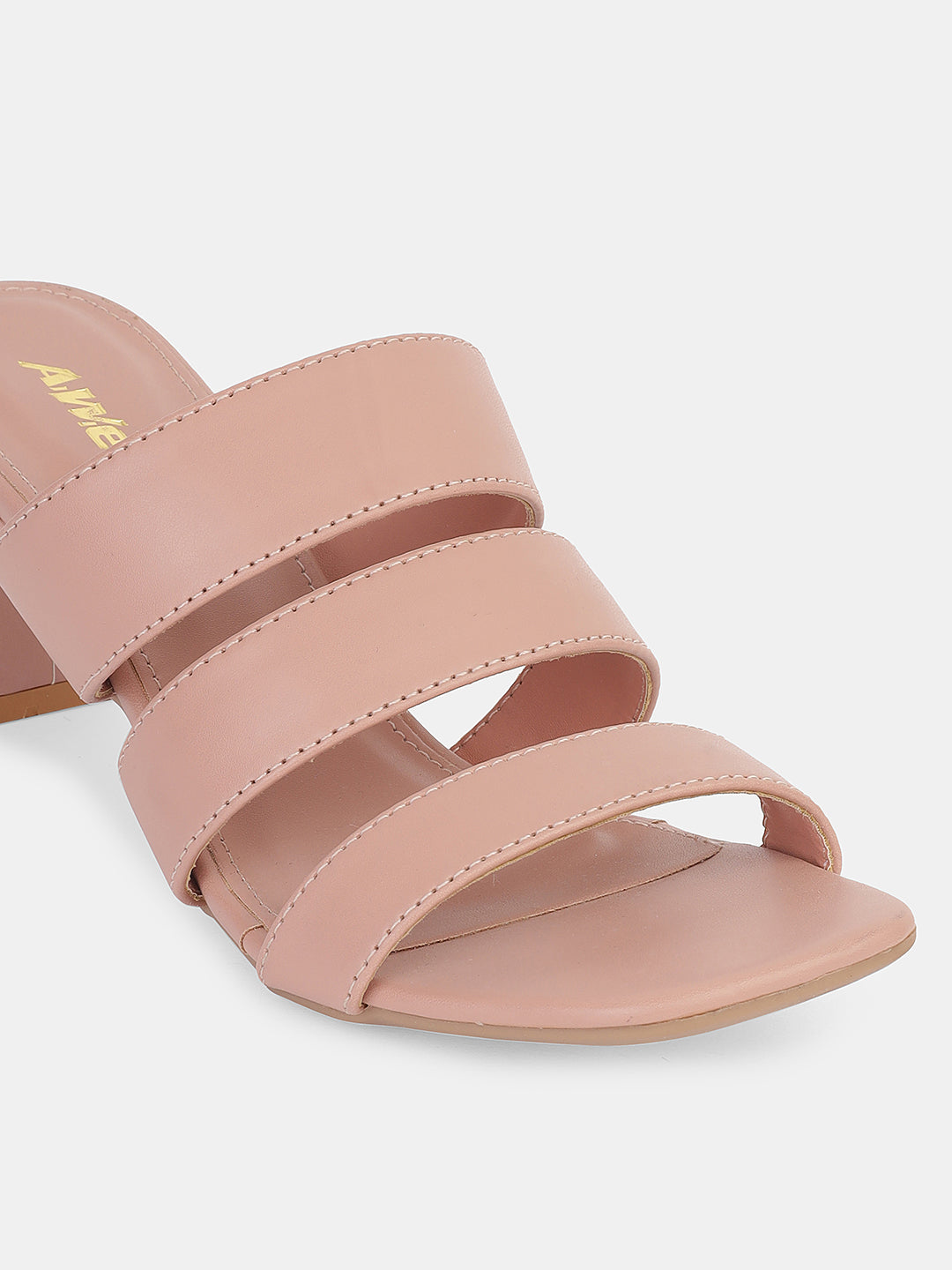 Womens Heeled Sandals | Triple Strap Slip-On Block Heels for Party, Office & Casual Wear Heel Size : 2.5 Inches