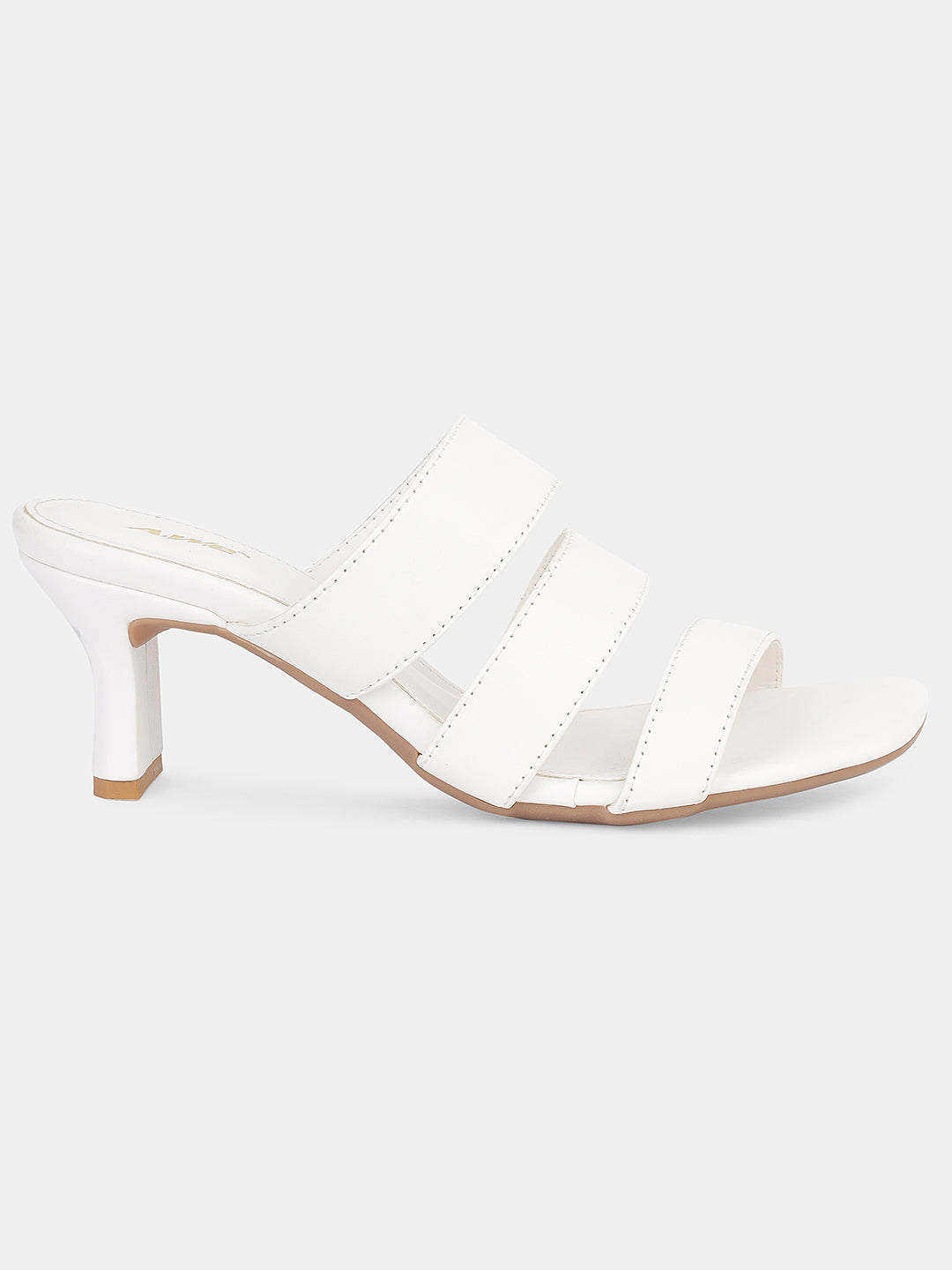 Womens Heeled Sandals | Triple Strap Slip-On Block Heels for Party, Office & Casual Wear Heel Size : 2.5 Inches