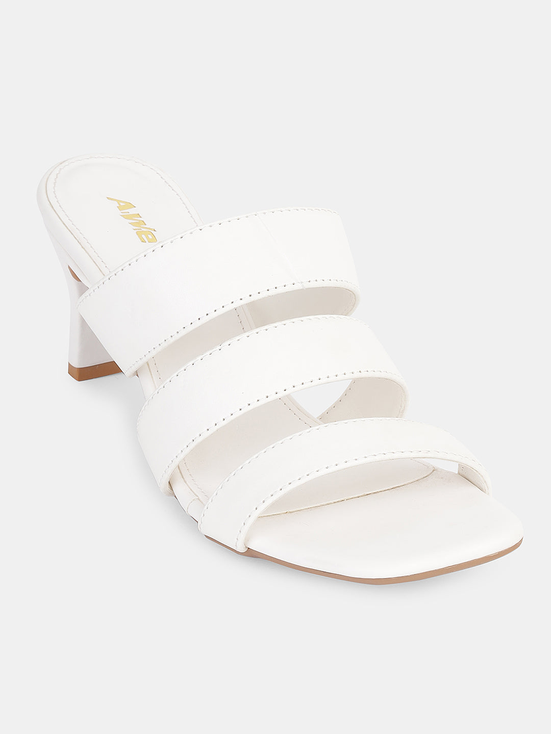 Womens Heeled Sandals | Triple Strap Slip-On Block Heels for Party, Office & Casual Wear Heel Size : 2.5 Inches