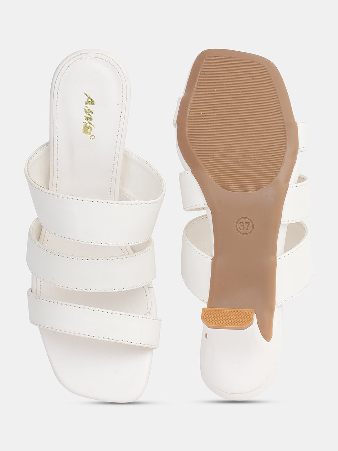 Womens Heeled Sandals | Triple Strap Slip-On Block Heels for Party, Office & Casual Wear Heel Size : 2.5 Inches