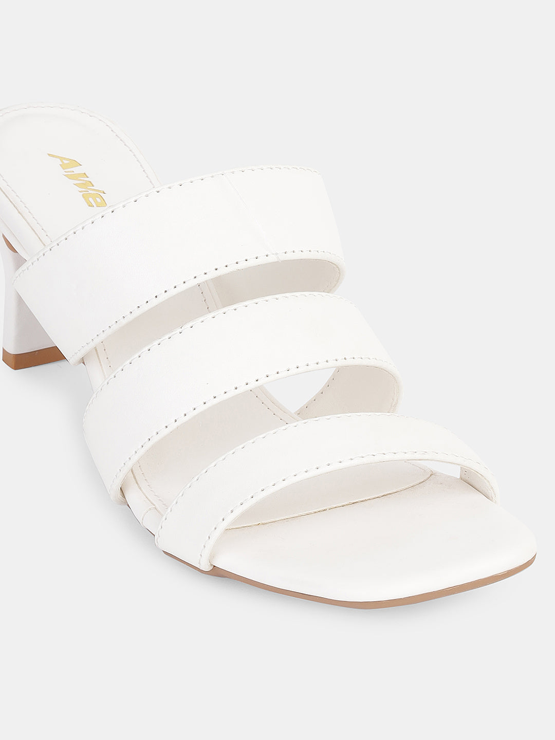 Womens Heeled Sandals | Triple Strap Slip-On Block Heels for Party, Office & Casual Wear Heel Size : 2.5 Inches