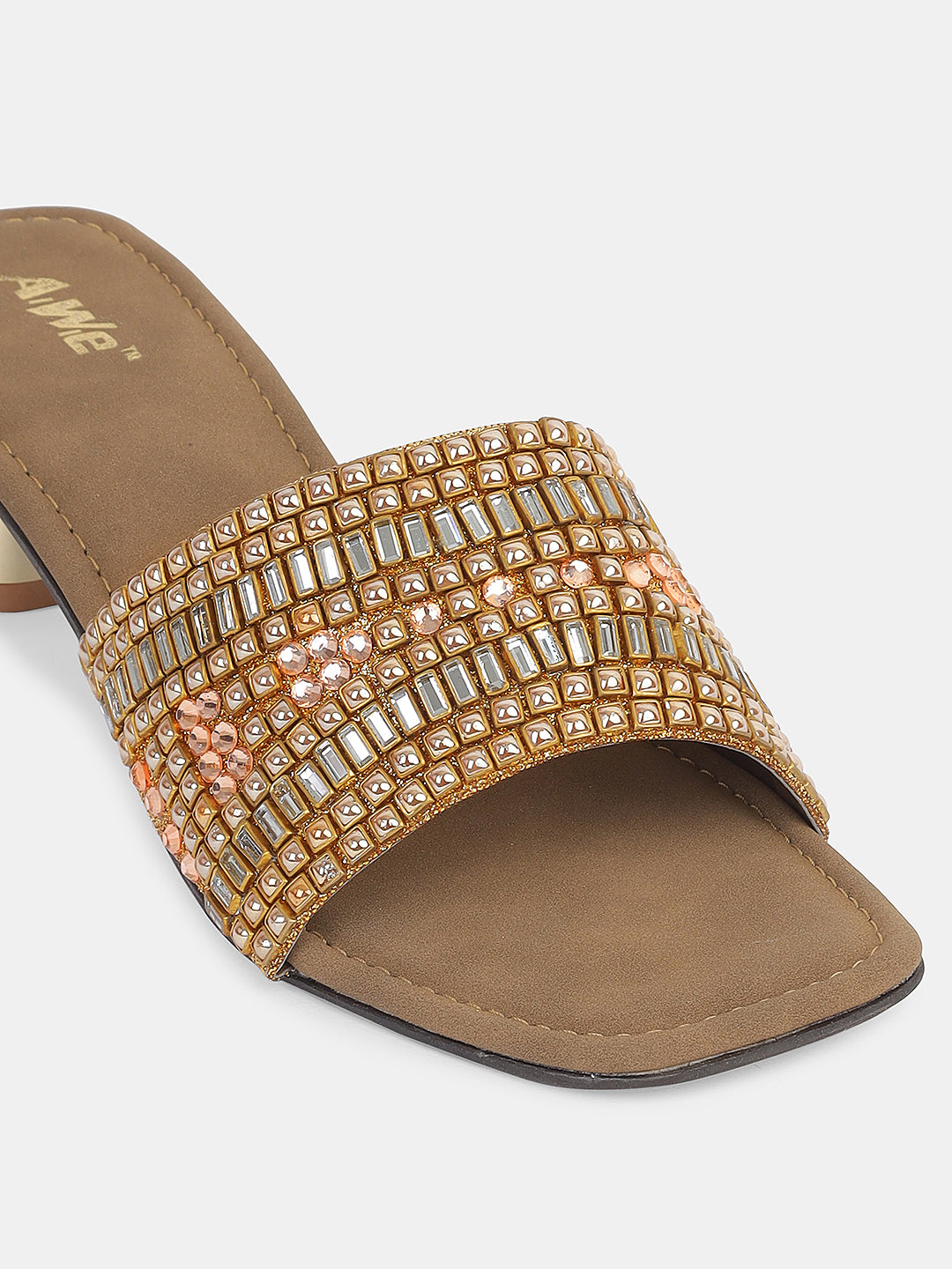 Womens Ethnic Slip-On Flats | Embellished Traditional Sandals for Festive & Casual Wear Heel Size : 2 Inches