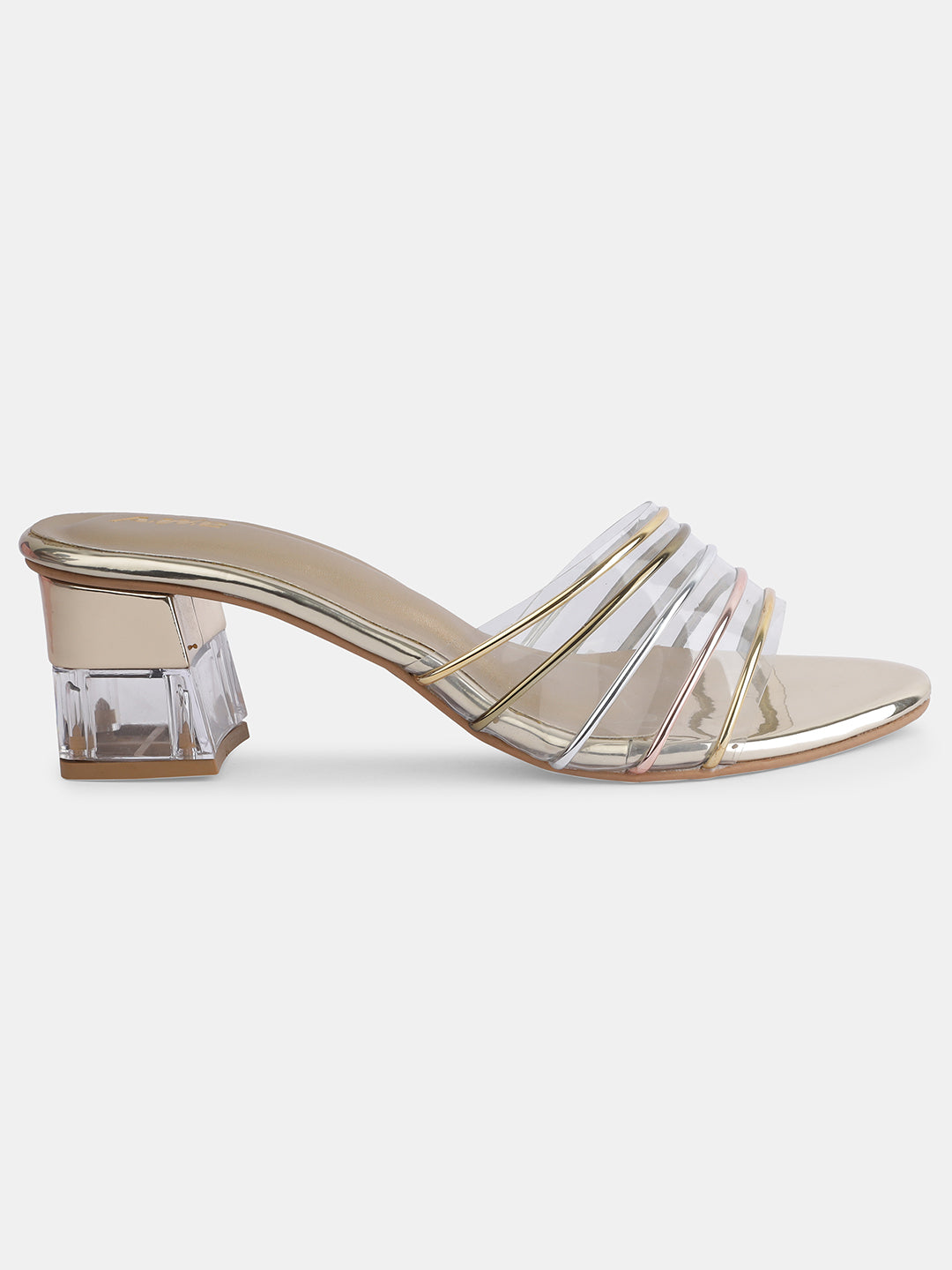 Aiwie Womens Transparent Strap Block Heels | Stylish Slip-On Party Wear Sandals | Comfortable Heeled Footwear Heel Size : 1.5 Inches