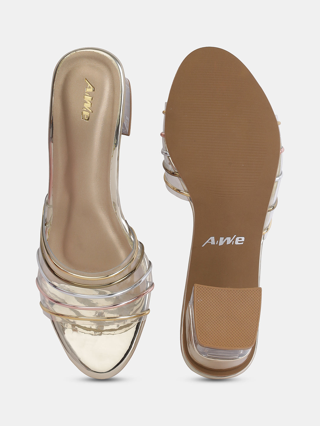 Aiwie Womens Transparent Strap Block Heels | Stylish Slip-On Party Wear Sandals | Comfortable Heeled Footwear Heel Size : 1.5 Inches