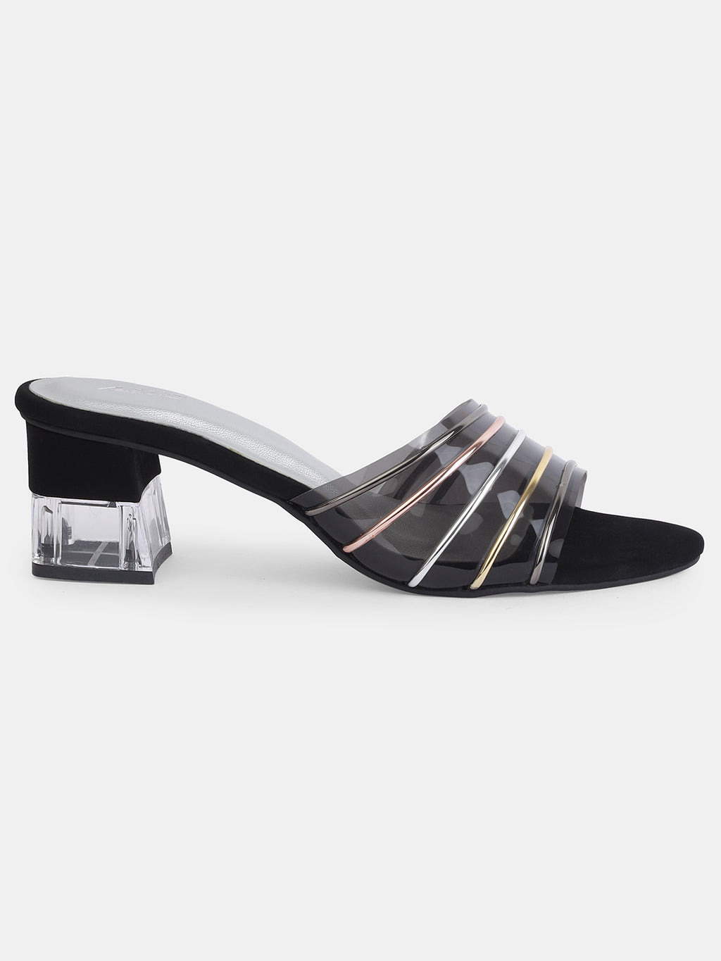 Aiwie Womens Transparent Strap Block Heels | Stylish Slip-On Party Wear Sandals | Comfortable Heeled Footwear Heel Size : 1.5 Inches